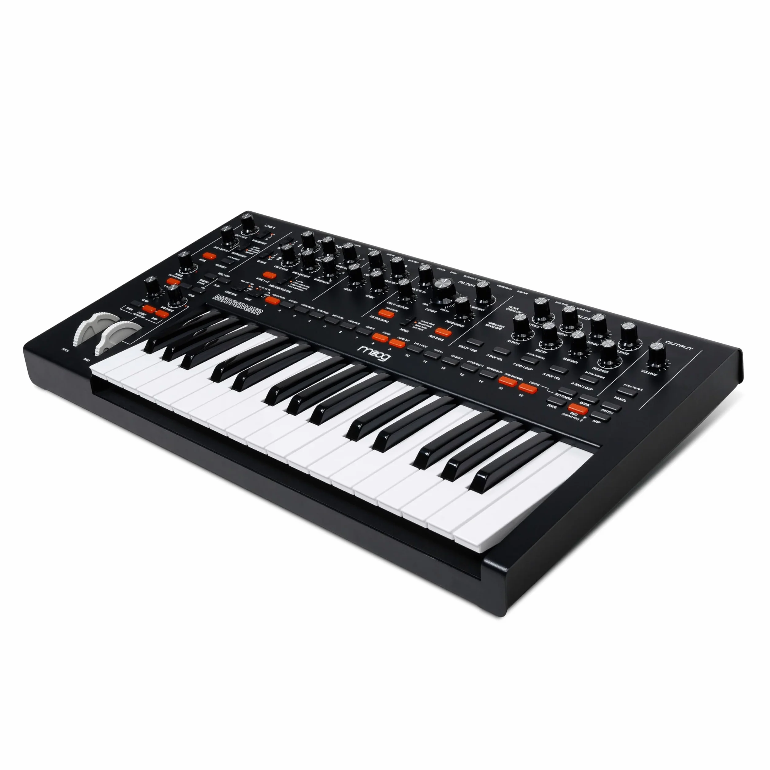MOOG Messenger - Sintetizador de Teclado Monofónico Analógico Superavanzado, 32 Teclas, Secuenciador de 64 Pasos, 256 Presets y Compensación RES BASS
