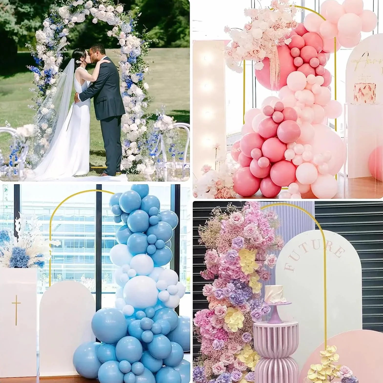 1,8M Soporte para Fondo De Arco De Boda Arco De Globos Metal Dorado Marco De Arcos De Boda para DecoracióN De Bodas Fiestas De CumpleañOs