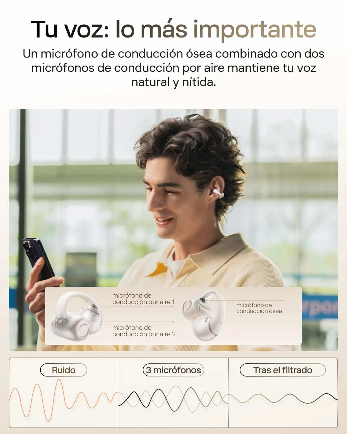 SHOKZ Auriculares Open-Ear Clip-on OpenDots 2, Dolby Audio con Graves Profundos, 40 h de batería, Bluetooth 6.1, Resistencia al Agua IP57, reducción de Ruido con IA, Carga rápida inalámbrica, Blancos