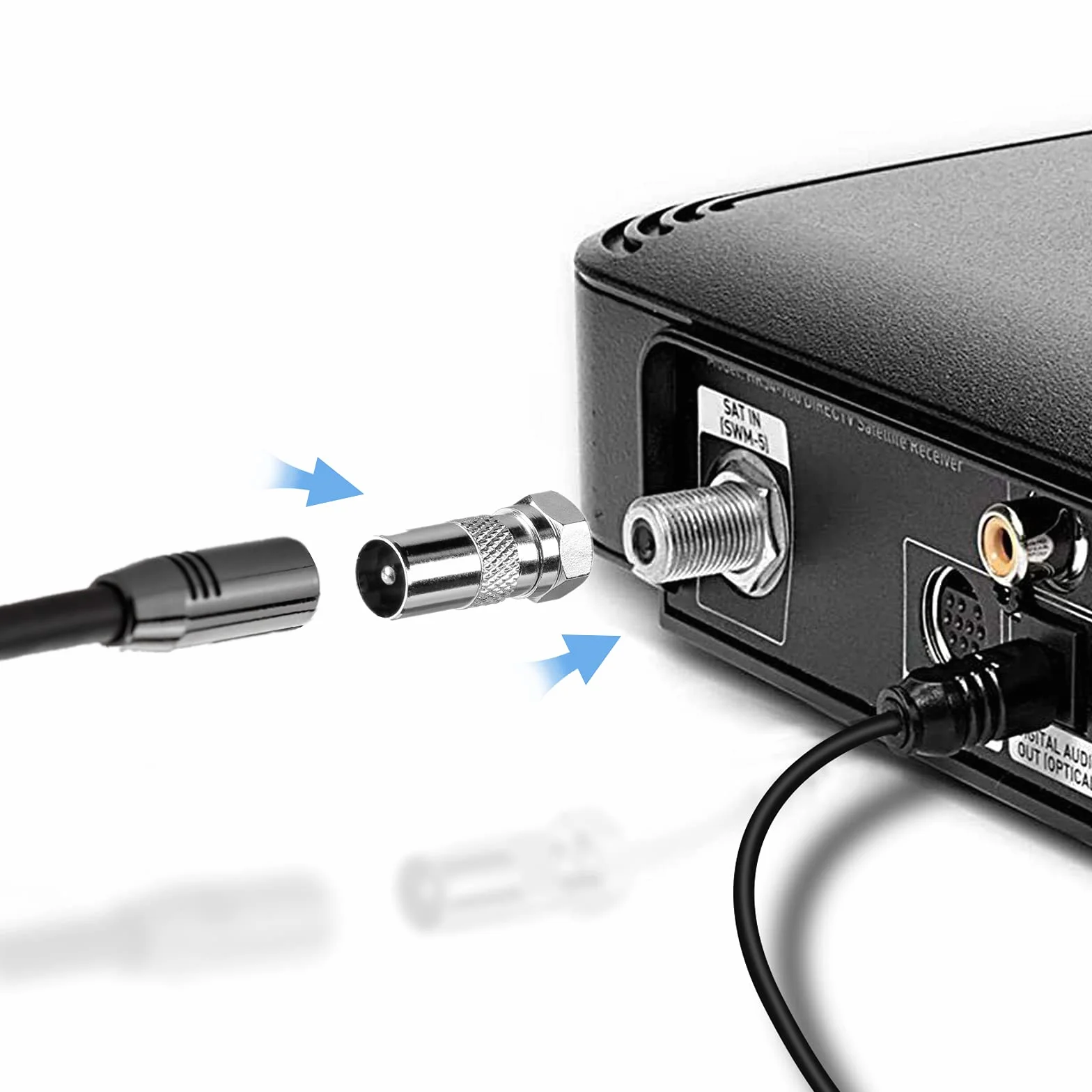 Bingfu Adaptador Antena TV, Conector Coaxial de Antena F Macho a TV Macho & Hembra para Satélite y Cables Coaxiales (Paquete de 2)