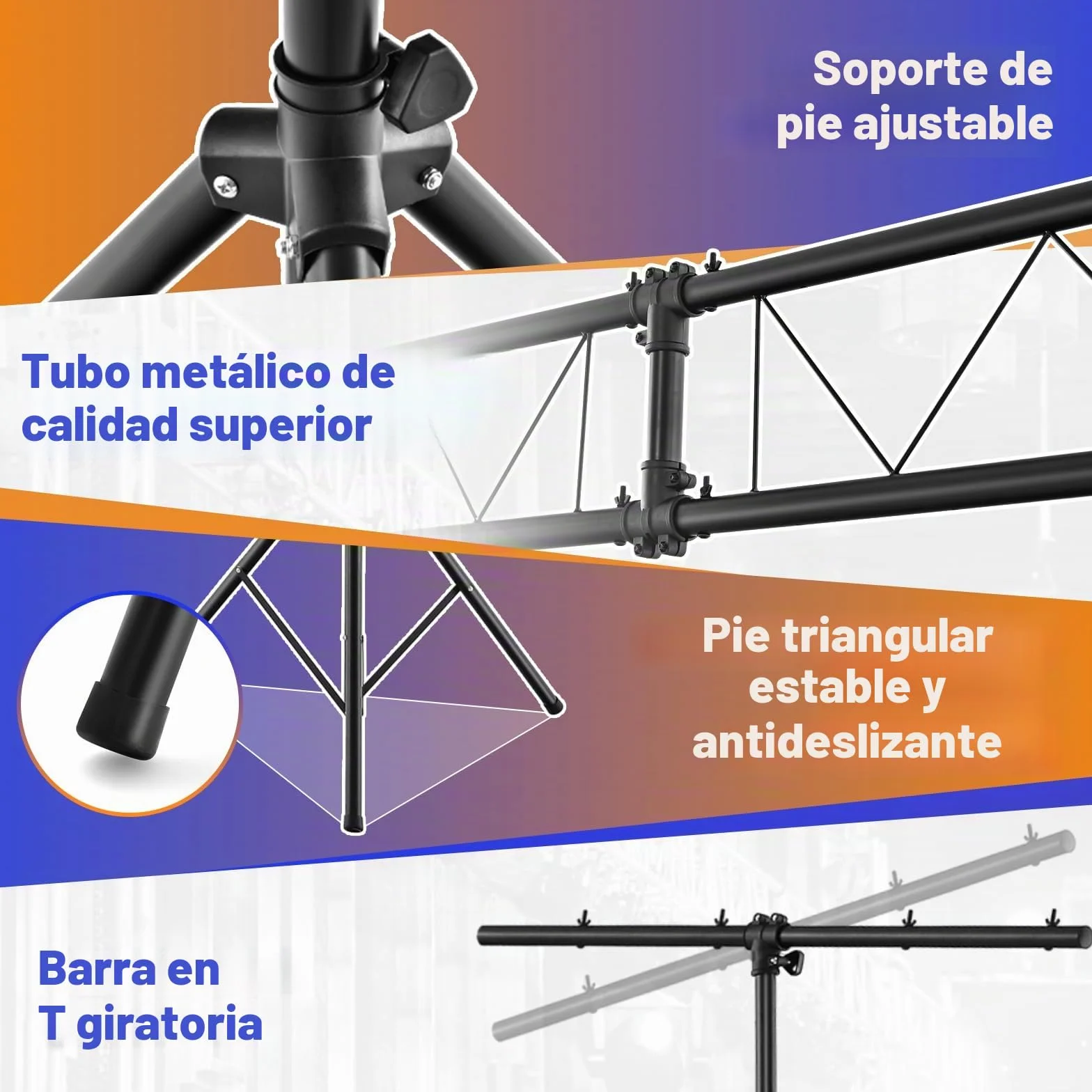 GOPLUS - Soporte de iluminación para DJ, soporte de luz LED de metal con altura ajustable 180-350 cm, brazo múltiple, base resistente y estable, trípode en T plegable y portátil, para espectáculos