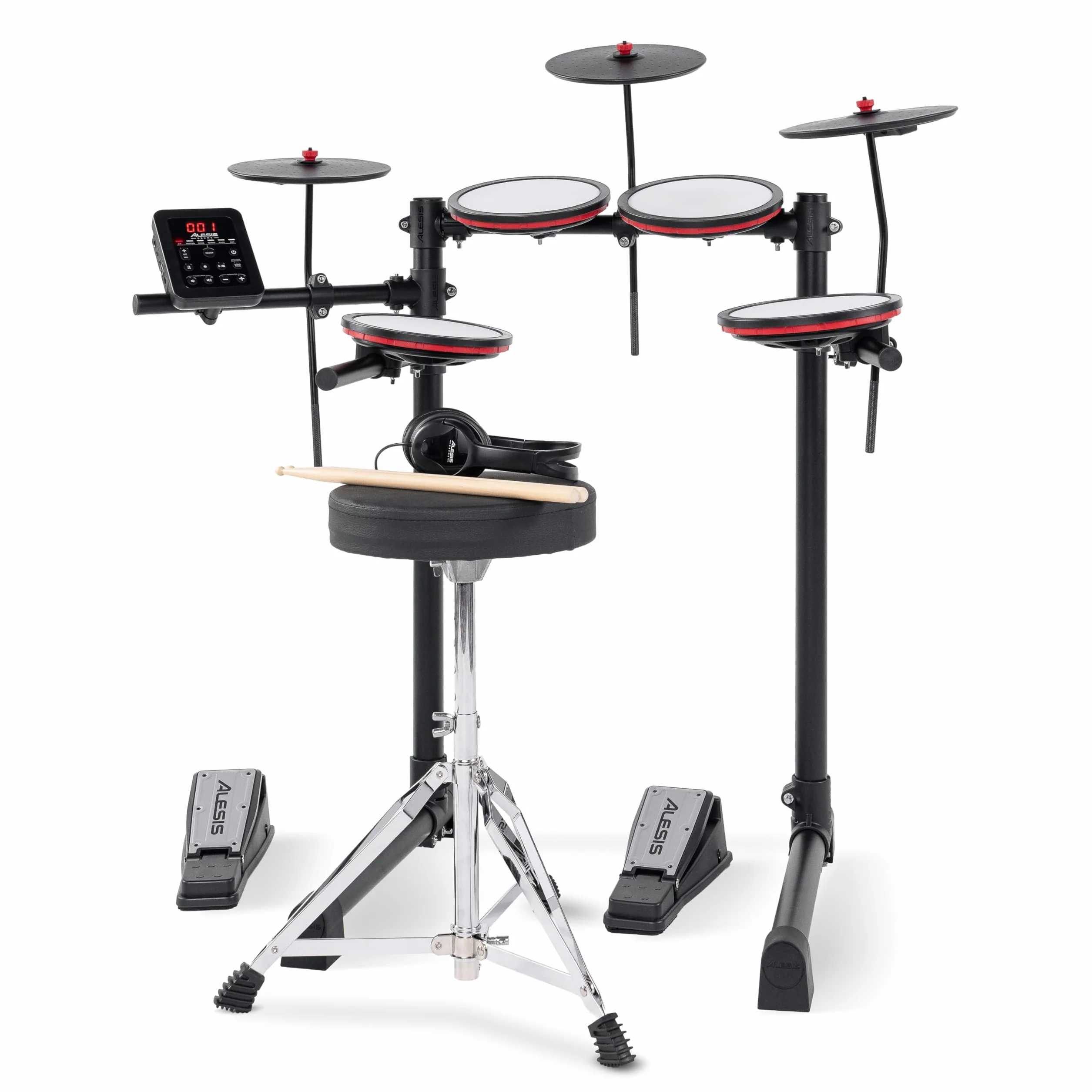 Alesis Turbo Max Set de Batería Eléctronica con Parches de Malla Silenciosos de 8 Pulgadas, Lecciones de Percusión, Bluetooth y Accesorios