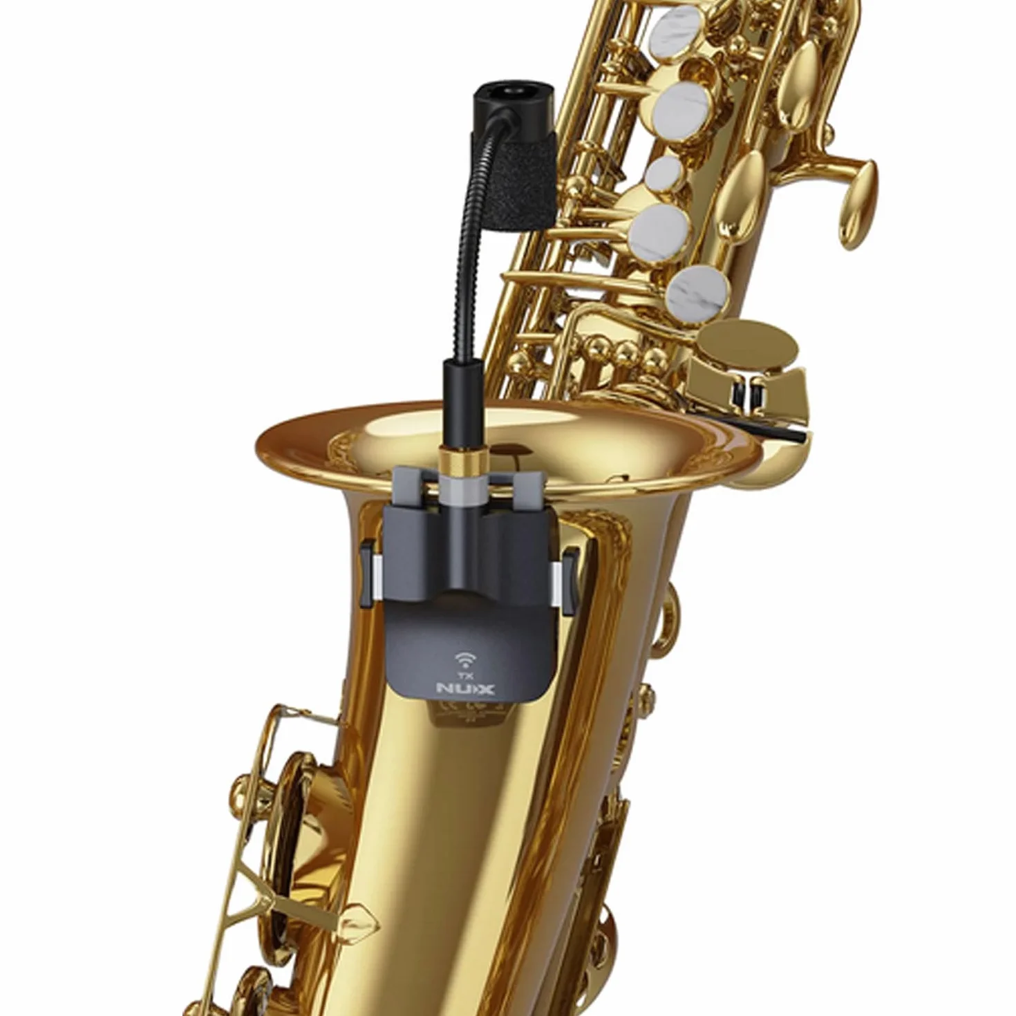 Nux B6 - Sistema de micrófono inalámbrico para saxofón (incluye gamuza limpiadora)