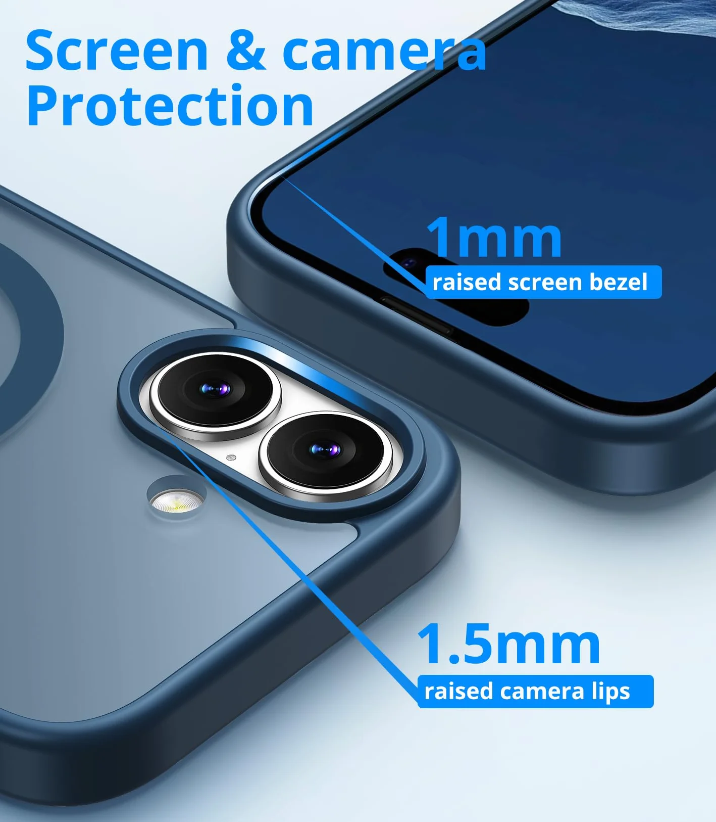 Vansdon Funda Magnética para iPhone 17 con 1 Piezas Cristal Templado, Compatible con Magsafe, Protección contra caídas de Grado Militar, Carcasa Respaldo Translúcida Mate Slim Antigolpes-Azul Oscuro