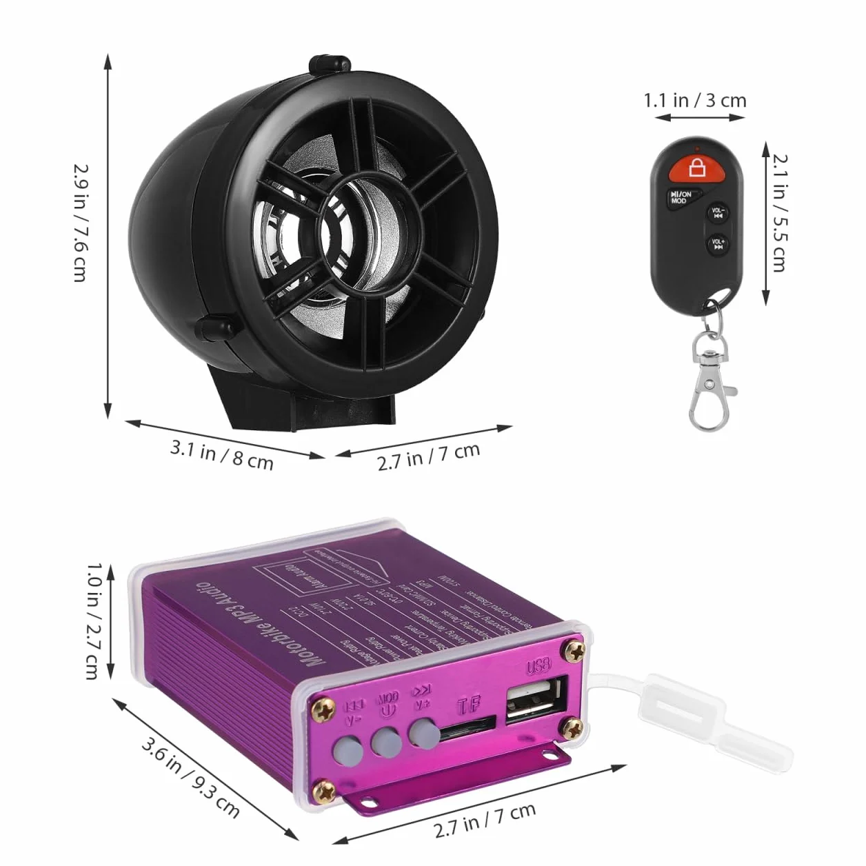 OUNONA Altavoces para motocicleta, amplificador, sistema de sonido de audio, sistema de sonido de radio para motocicleta