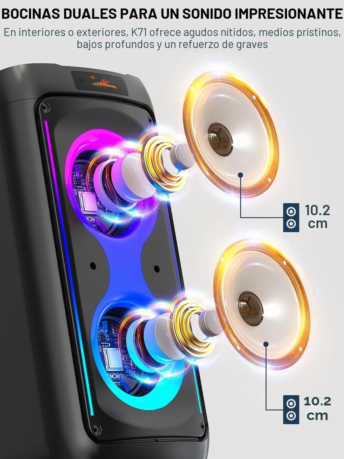 Máquina de Karaoke para Adultos, Altavoz Bluetooth Portátil con 2 Micrófonos inalámbricos, Sistema PA con Iuces de Discoteca para Fiestas Grandes, al Aire Libre, soporta USB/TF/Rec/AUX