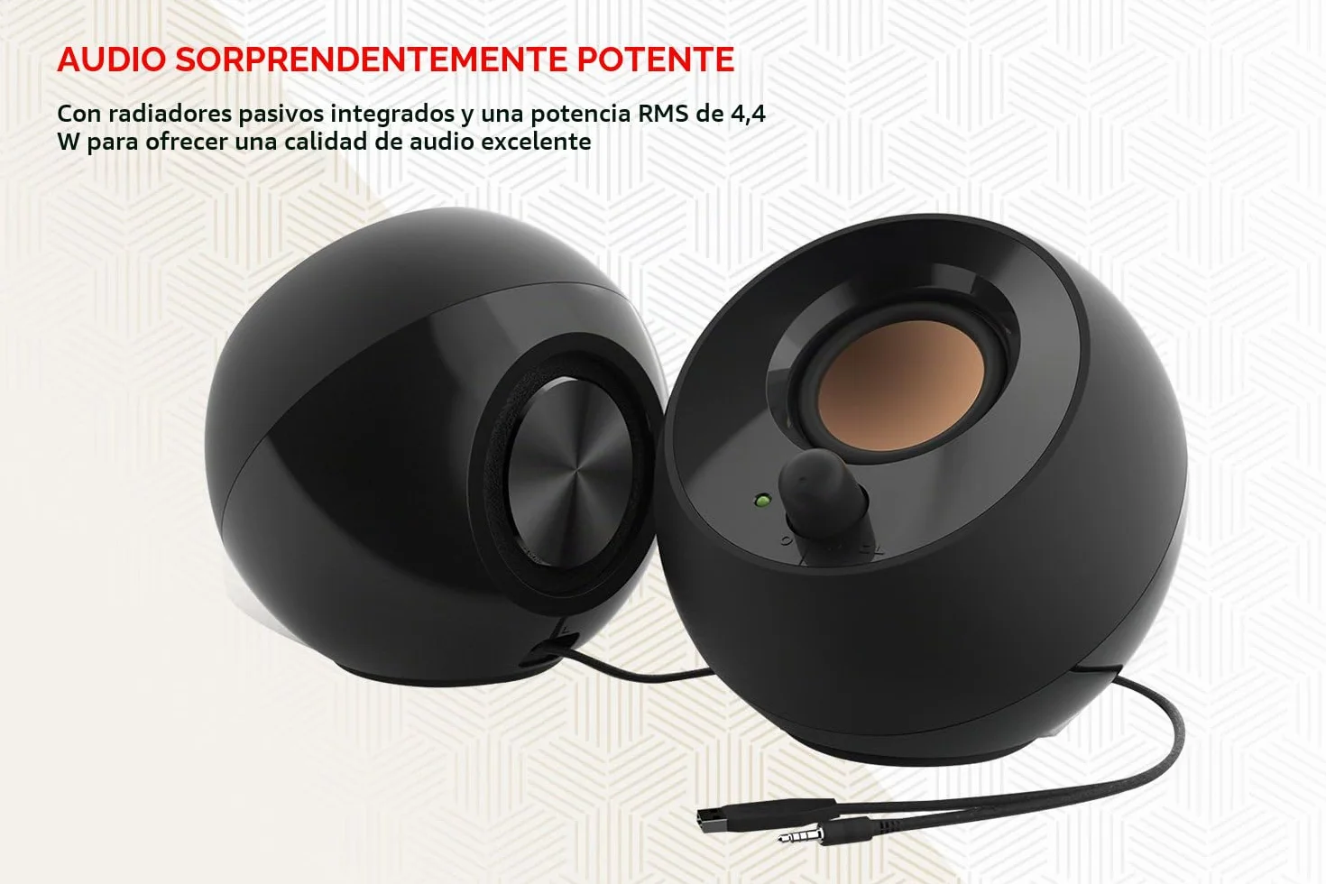 Creative Labs Pebble 4.4W Altavoz 2.0 Canales Alámbrico 3.5 mm Blanco