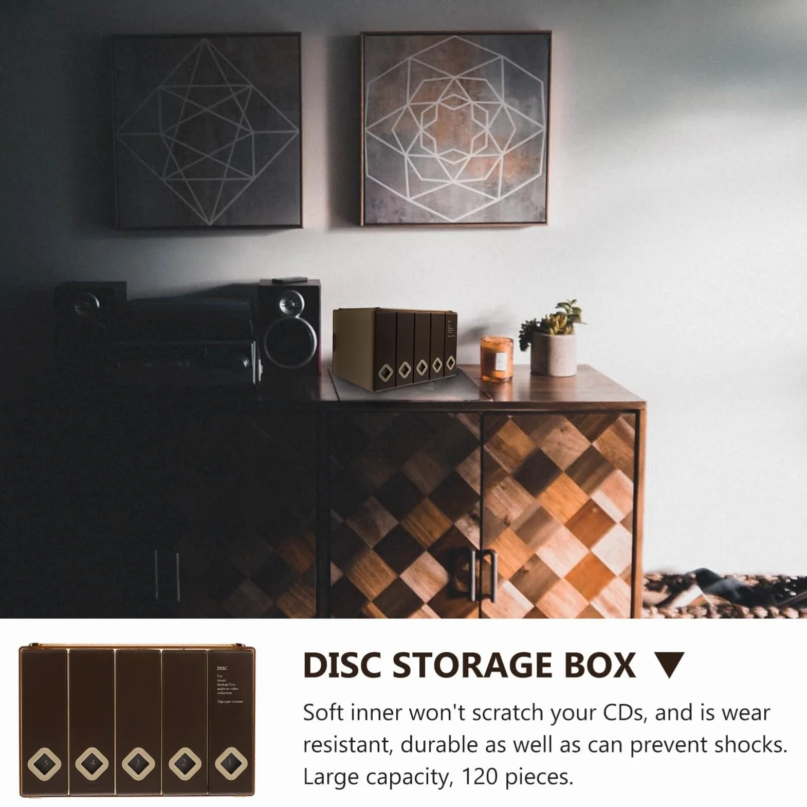 Luxshiny Estuche Adecuado para Almacenamiento en Casa para Guardar CD Capacidad Grande para 120 Discos, Protege Discos y Ahorra Espacio, Material Plástico y Tela No Tejida