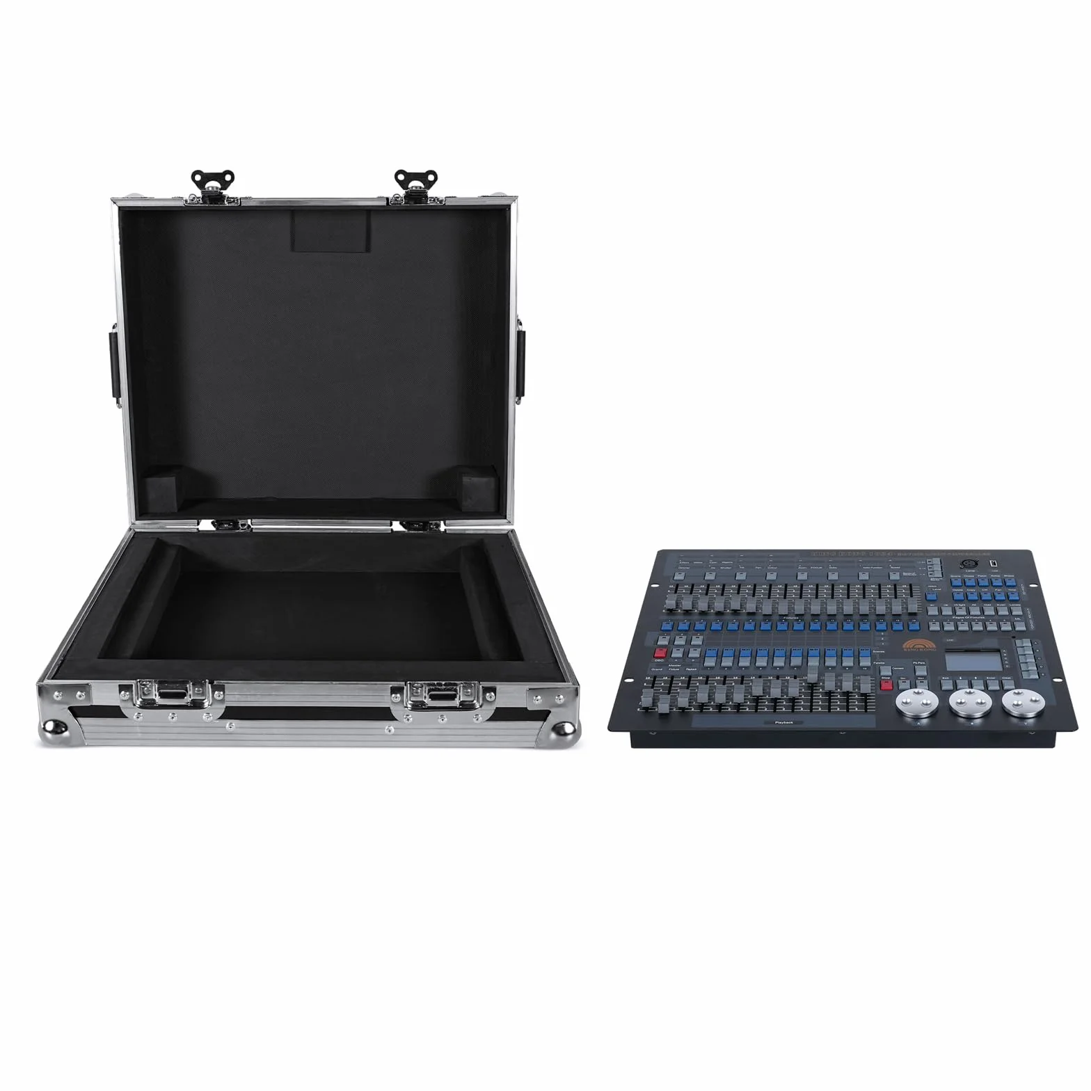 Controlador DMX, Consola 1024 DMX para Iluminación de Escenario, DMX 512 DJ, Controlador de luz DJ, Regulador de intensidad DMX para Espectáculos de Luz, Bares de Fiesta, Pub, con Embalaje Flight Case