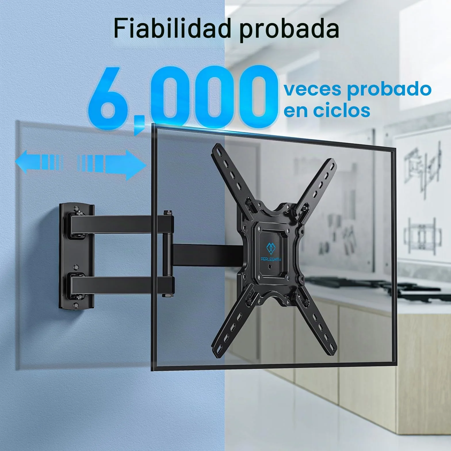 PERLESMITH Soporte TV Pared Inclinación Orientable Extensión 26-60 Pulgadas 35 kg VESA 400x400 mm