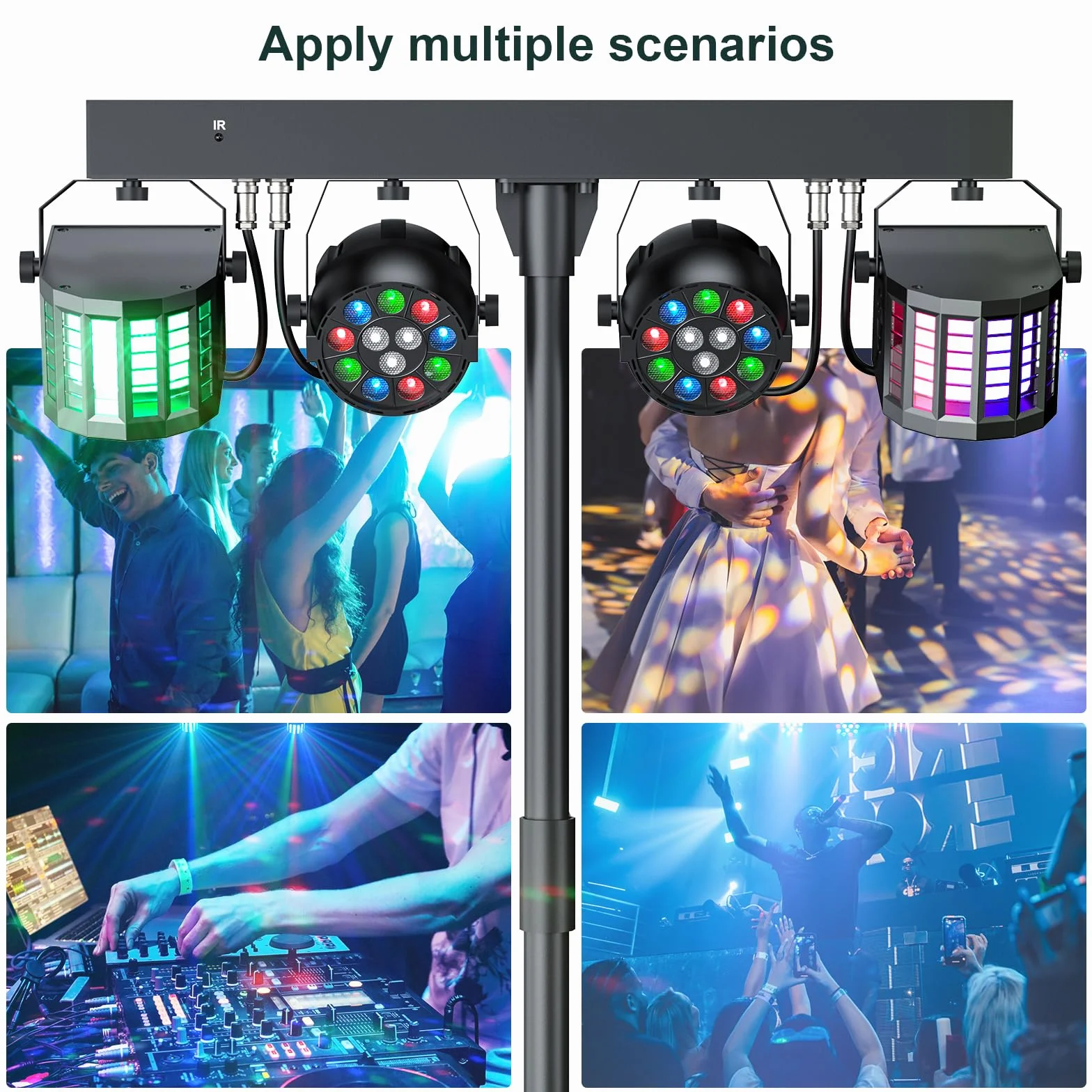 60 W Juego de luz escenario con soporte y control remoto, foco par LED Derby RGBW efecto estroboscópico luz de discoteca para fiesta, KTV, iglesia, concierto, boda, Halloween