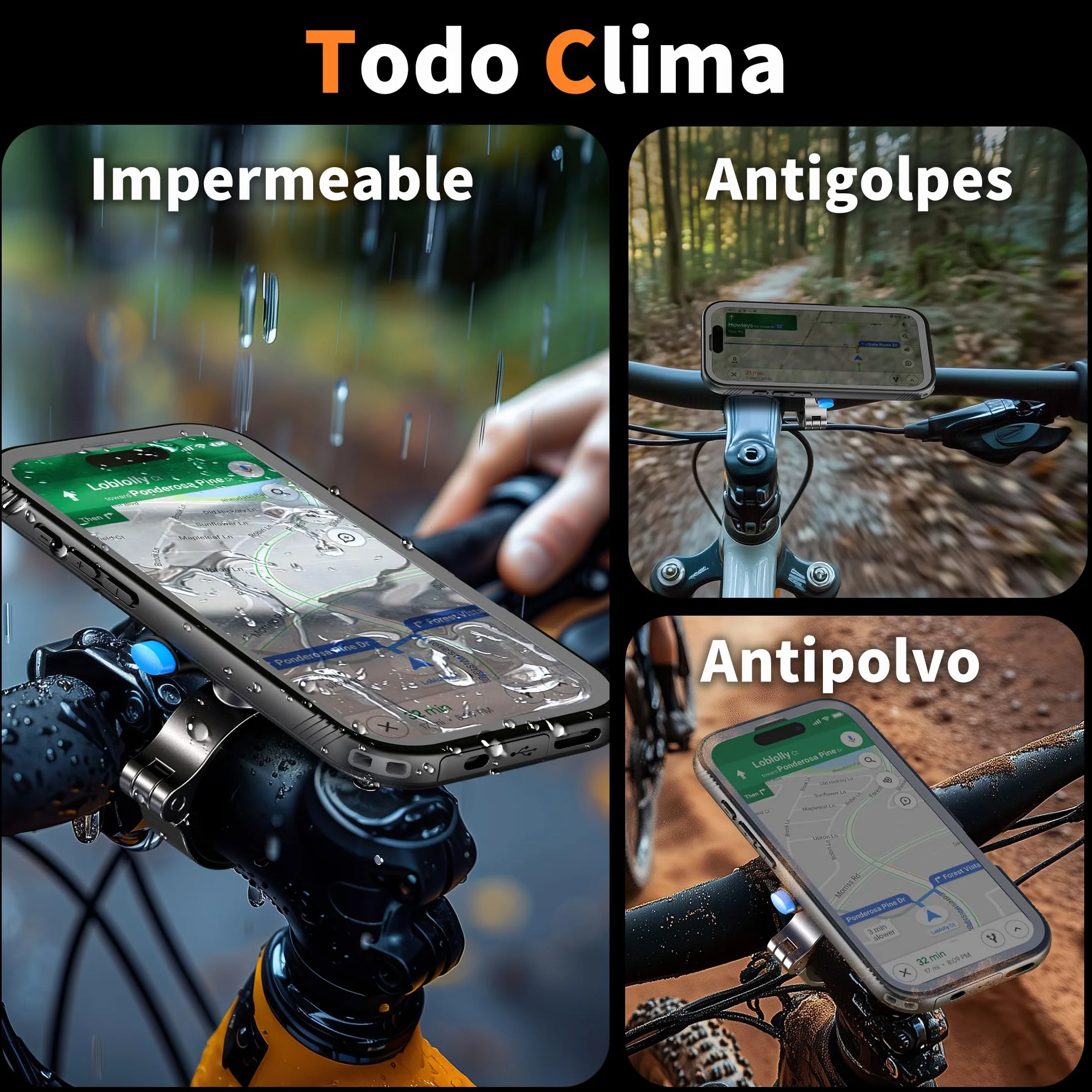 Cozycase Soporte Movil Bicicleta Moto para iPhone 13 Mini - Impermeable Antivibracion Suporte Telefono Manillar MTB/Btt/Scooter/Patinete/Bici Electrica/Carretera/Motocicleta Metal Bike Phone Holder