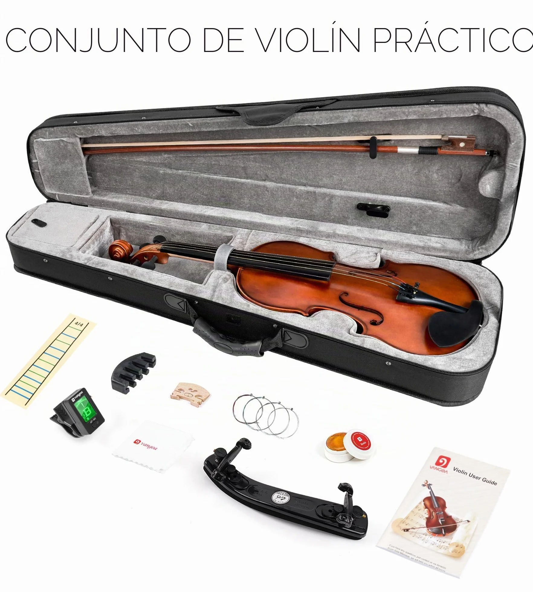 Vangoa 3/4 Violín Acústico Madera Violines para Principiantes, Adultos o Niños Tres cuartos Violin con Kits de Inicio