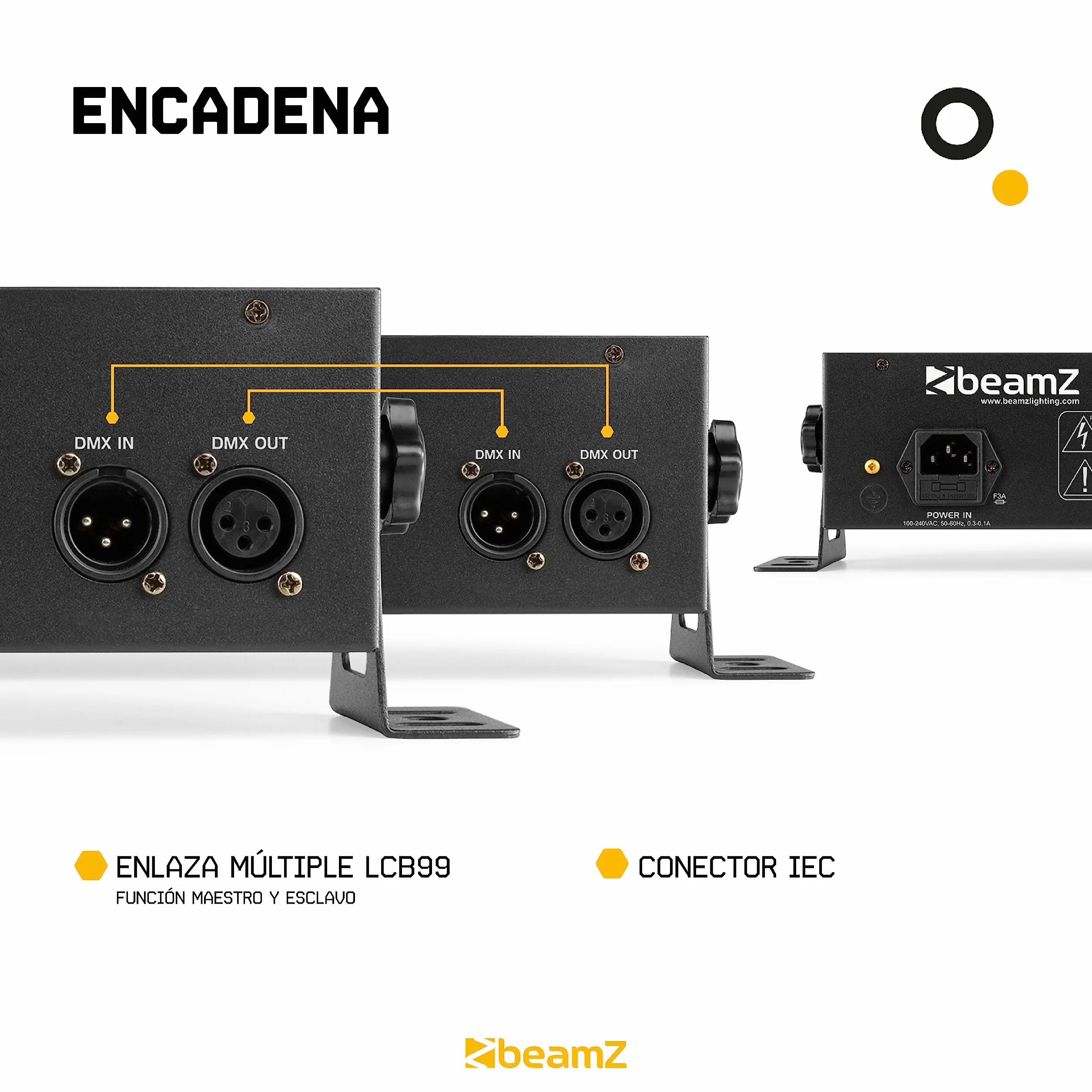 Beamz LCB99 Barra de Luces LED RGBW & UV 18 Leds - Modos DMX 8 Canales, autónomo y Maestro/Esclavo, Efecto estroboscópico, Pantalla LED, Kit de Montaje, Ideal para espectáculo de Luces Nocturno
