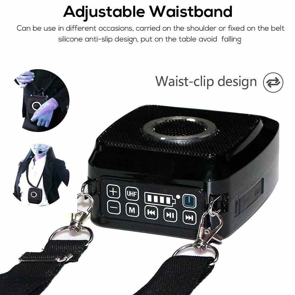 Amplificador de Voz Portatil inalámbrica Bluetooth SHIDU 25W Sistema de megafonía de batería Recargable amplificadores Voz con micrófonos Mini Altavoz con micrófono para Profesores, guías turísticos