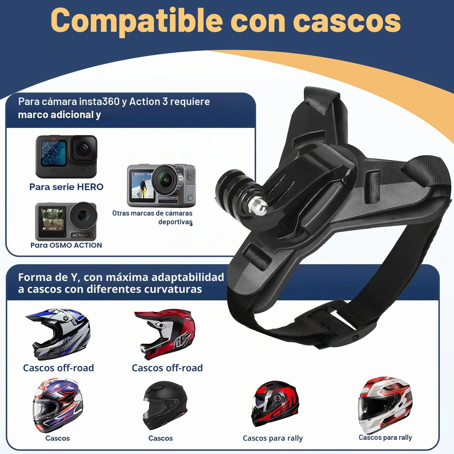Soporte Casco de Moto Mento para GoPro Hero 13 12 11 10 9 8 7 6 5 para dji OSMO Action 5 Pro 4/3 para Soporte de Cámara de Gancho J Session Cámara de Acción Accesorios Silicona Antideslizante