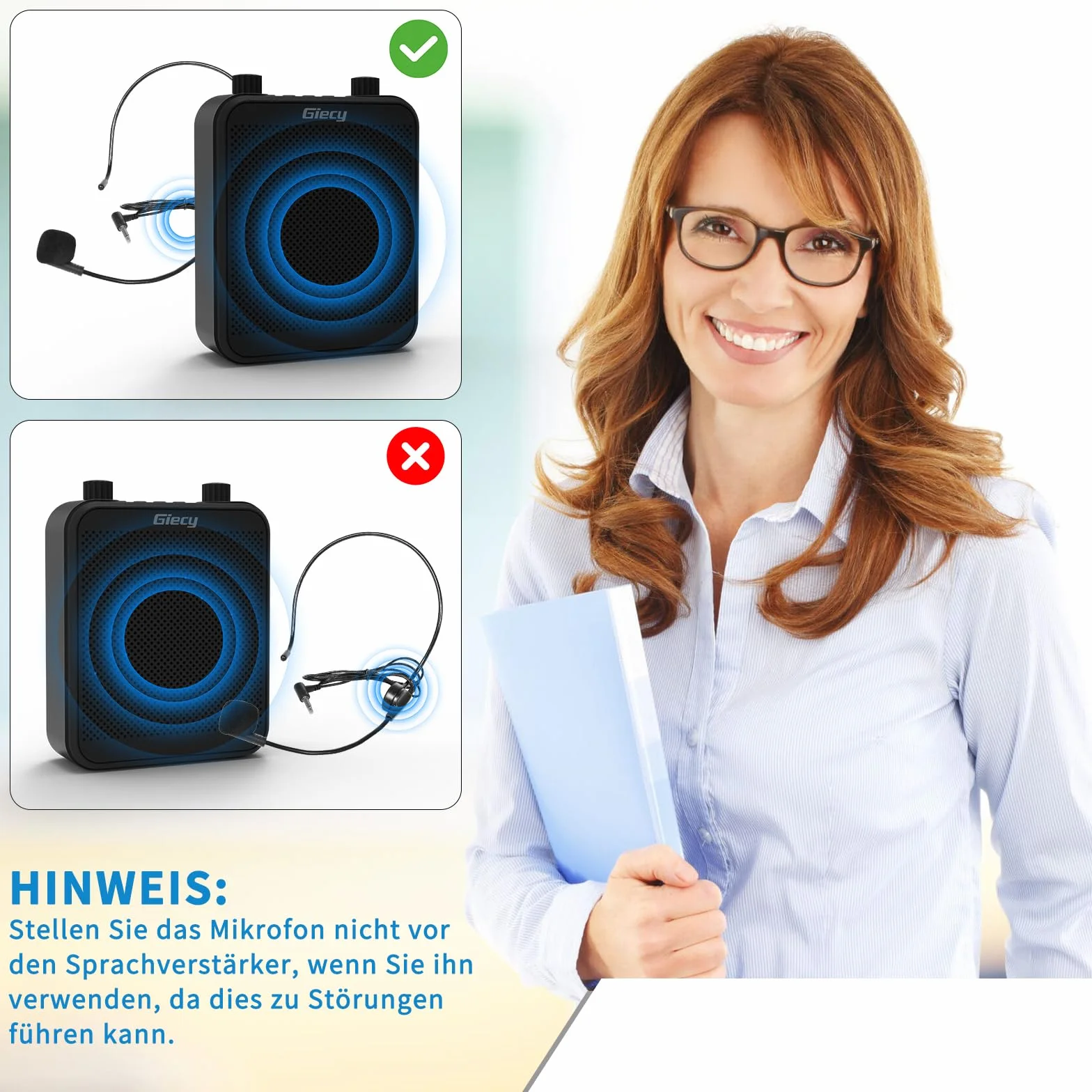 Amplificador de voz portátil con micrófono 30W batería recargable 2800mah, sistema de megafonía, amplificador voz ligero para profesores, guías turísticos, entrenadores deportivos, presentadore