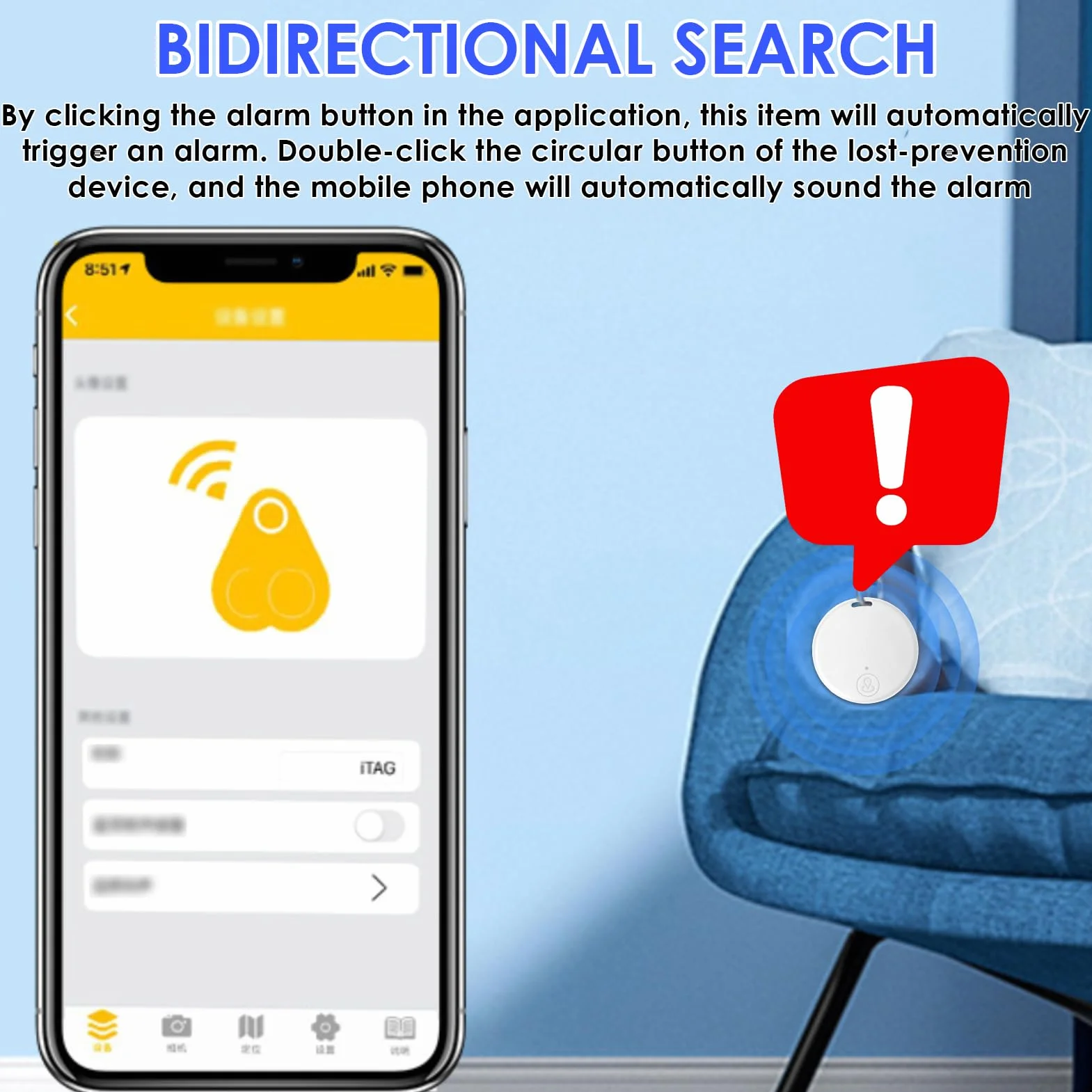 2 Pcs Localizador GPS Bluetooth 5.2 Inteligente para Llaves, Carteras, Mascotas y Maletas, con Alarma Sonora, Búsqueda Bidireccional, Batería Reemplazable, Alcance 15 m, Compatible iOS y Android