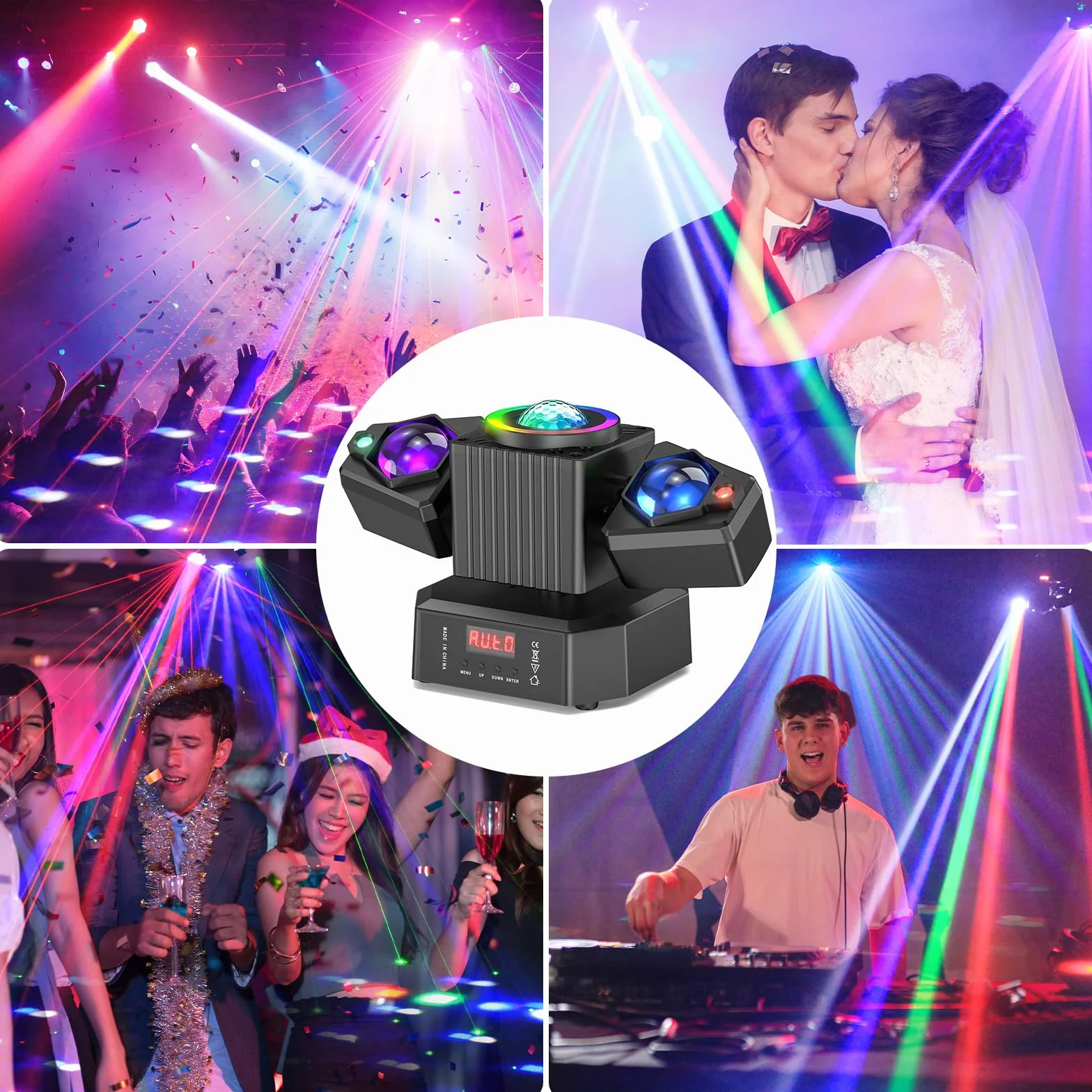 65W Cabeza Móvil Led Moving Head con Control Remoto,RGBW Proyector De Luz LED 4 En 1 De Doble Brazo,Luces de Fiesta Iluminación de Escenario para Fiesta Disco Party DJ Club Bar Boda