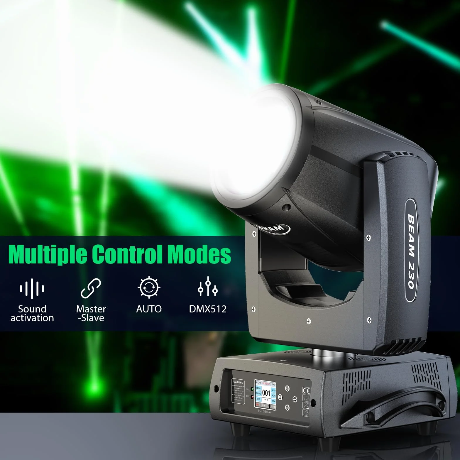 230W LED Moving Head Light, d-MX512 Disco Stage Beam Spot with 24 Prism 4 Control Modes Party Light for Wedding DJ Party Live Band Show (2 Pieces)