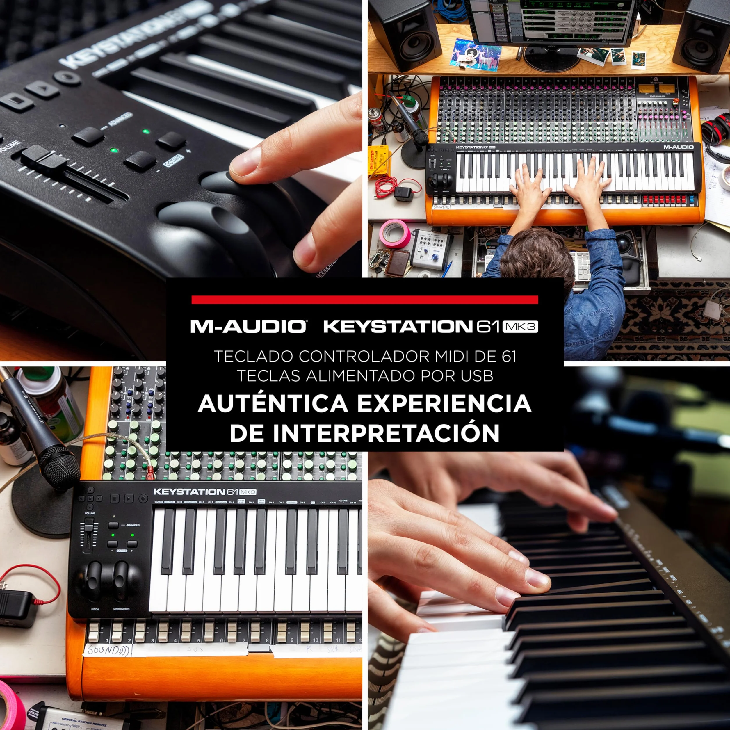 M-AUDIO Keystation 61MK3 Teclado Controlador MIDI Compacto de 61 Teclas con Controles Asignables, Ruedas de Cambio de Tono/Modulación, Conectividad Plug-and-Play (Mac/PC) y Software Incluida