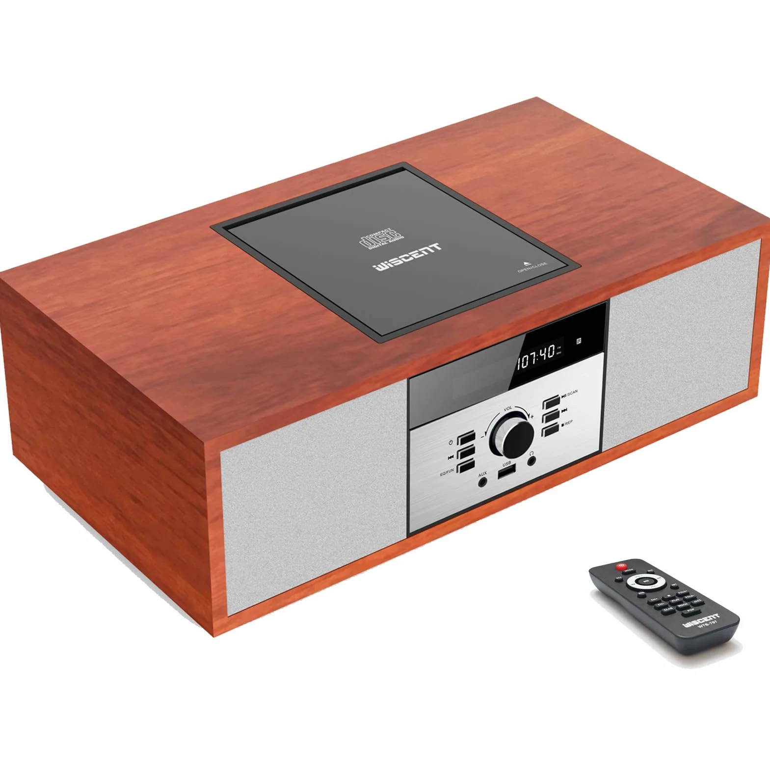 WISCENT Reproductor de CD 30 W RMS con Bluetooth Radio FM USB AUX