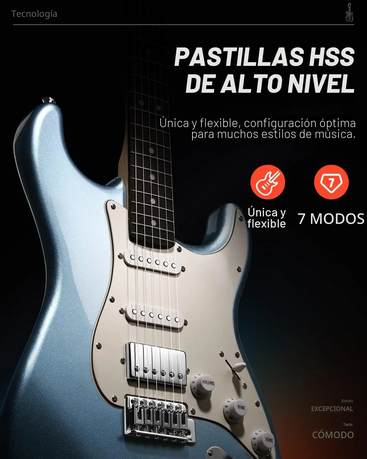 Donner Guitarra Electrica, DST-152R Kit Guitarra Electrica de Tamaño Completo HSS Pickup Coil Split, Guitarras Electricas Set Adultos con Amplificador, Bolsa, Accesorios
