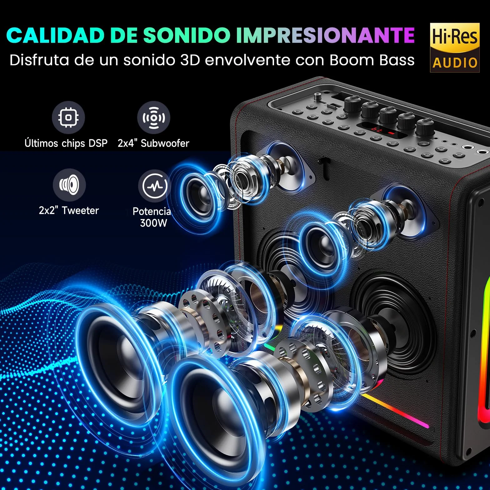 Máquina de Karaoke con micrófonos inalámbricos HWWR Karaoke con 2 Micrófonos para Adultos Niños, Karaoke Sistemas Accessoires utiles pour Micro (MS78-2Mics)