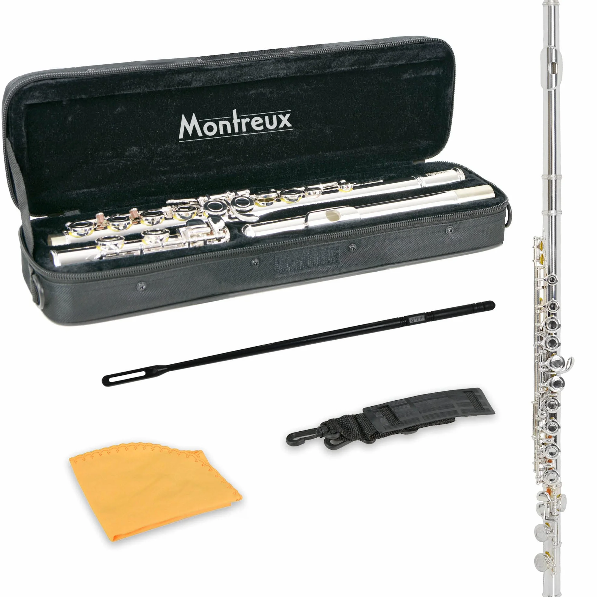 Montreux Flauta Estudiantil Para Principiantes Con Estuche De Transporte Protectora Ligera: Plateado Plateado, Compensación G, Mecanismo Dividido, Coal C