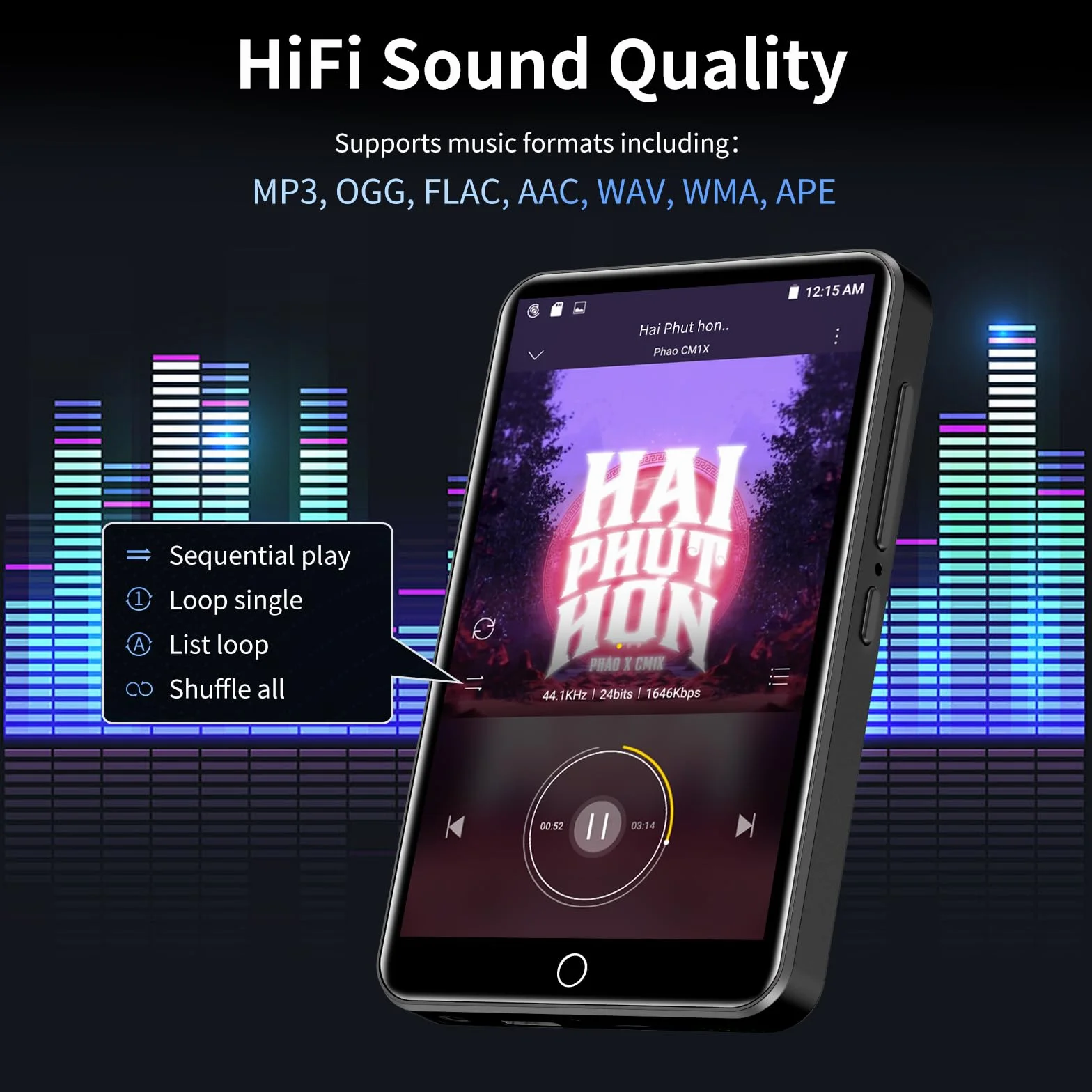 Reproductor MP3 con Spotify, ZAQE 80 GB MP3 Player con Bluetooth y WiFi, Reproductor MP3 con música de Amazon, Deezer, Pantalla táctil de 4 Pulgadas, Reproductor MP4 para niños
