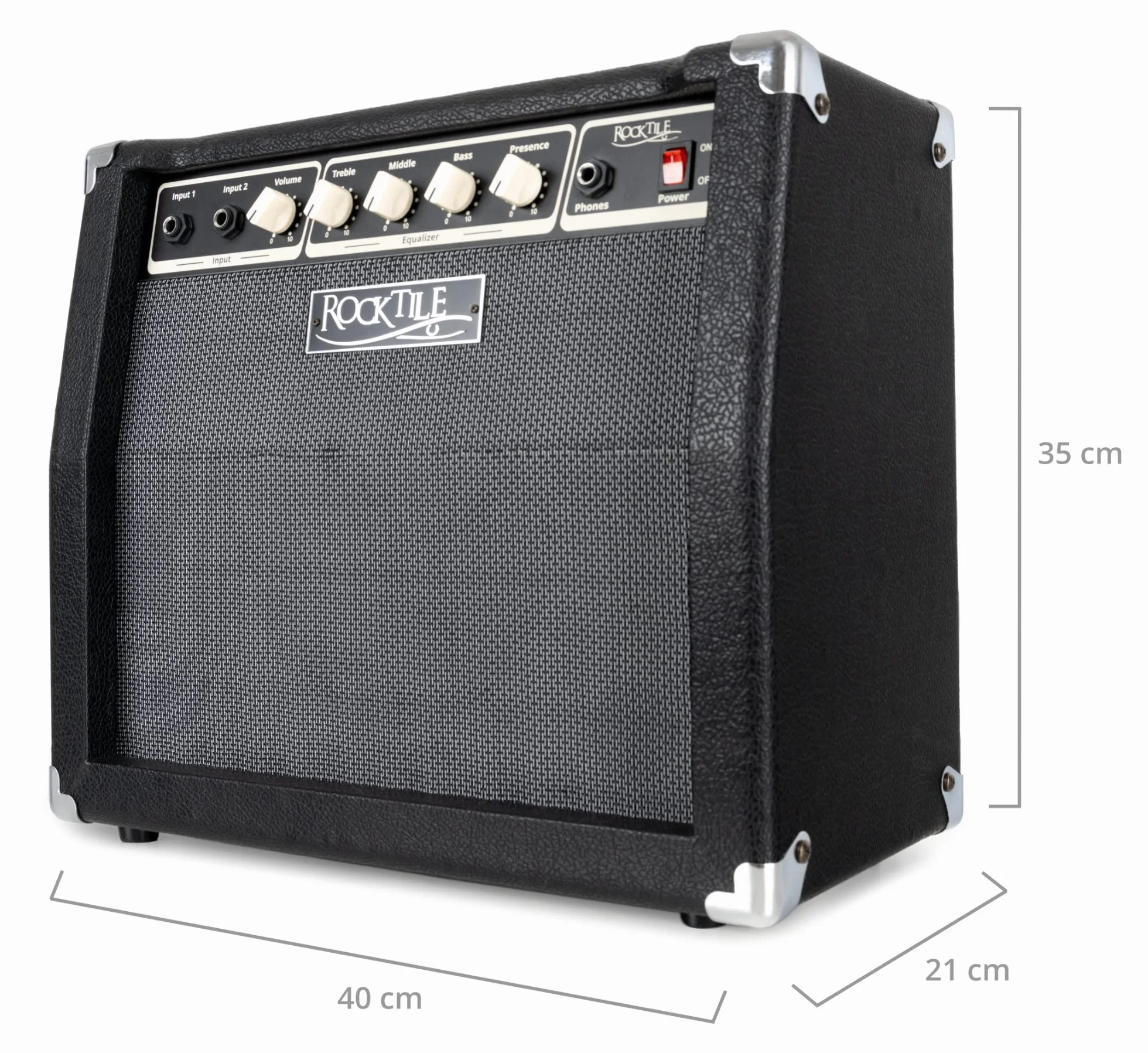Rocktile BA-30 Jaco Basscombo 30W - Amplificador Combo para Bajos Activos y pasivos - Altavoz 10" - Ecualizador 3 Bandas con Presence - Potencia 30W RMS - Color Negro.