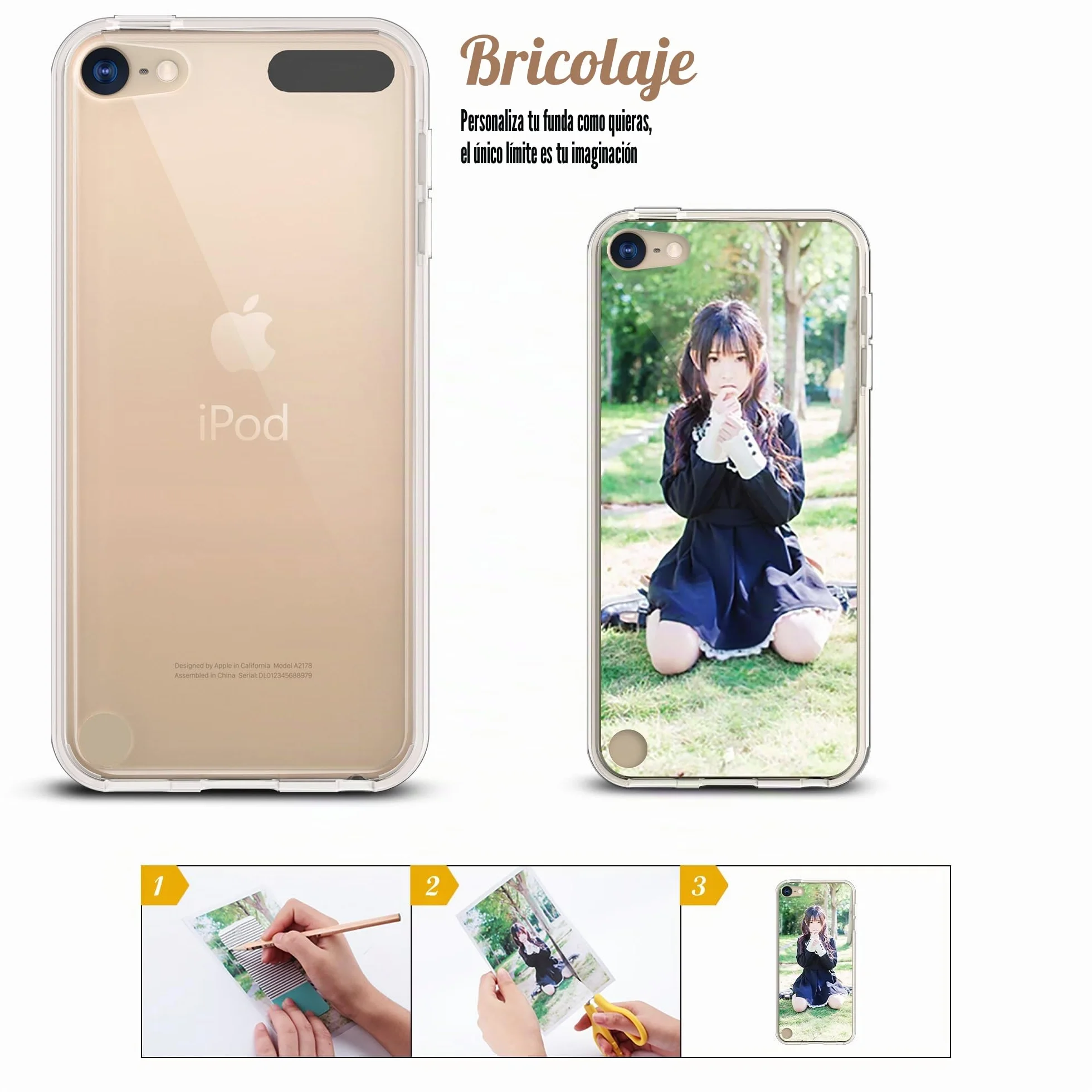 ULAK Funda iPod Touch 7, iPod Touch 5/6 Carcasa con 2 películas Protectoras Híbrido Clear Slim Cubierta de la Suave Resistente a Rayones Absorción de Choque Caso para iPod Touch 5/6/7 - Transparente