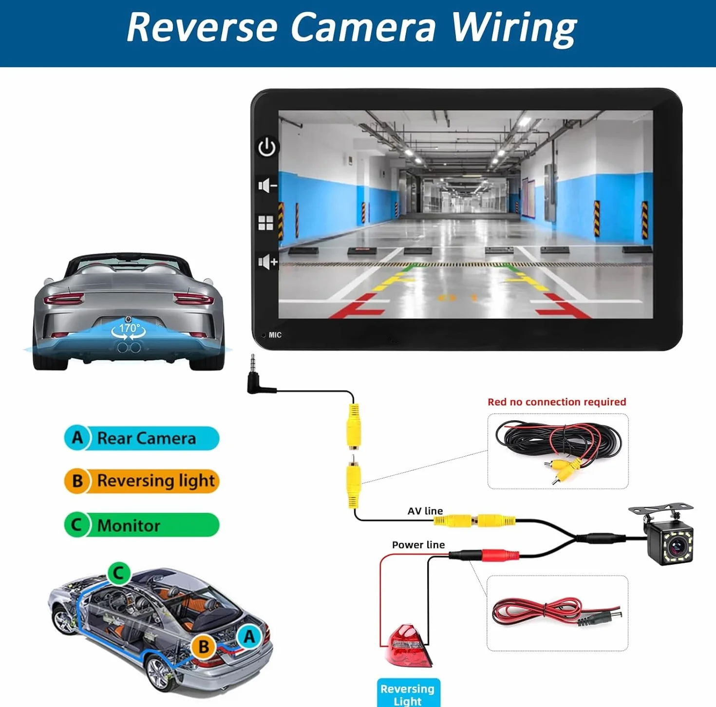 Pantalla Coche con CarPlay y Android Auto Inalámbrica - Pantalla Carplay de 7 Pulgadas con Mirror Link - Portátil Radio Coche con Asistencia de Voz/FM/AUX/Cámara Trasera
