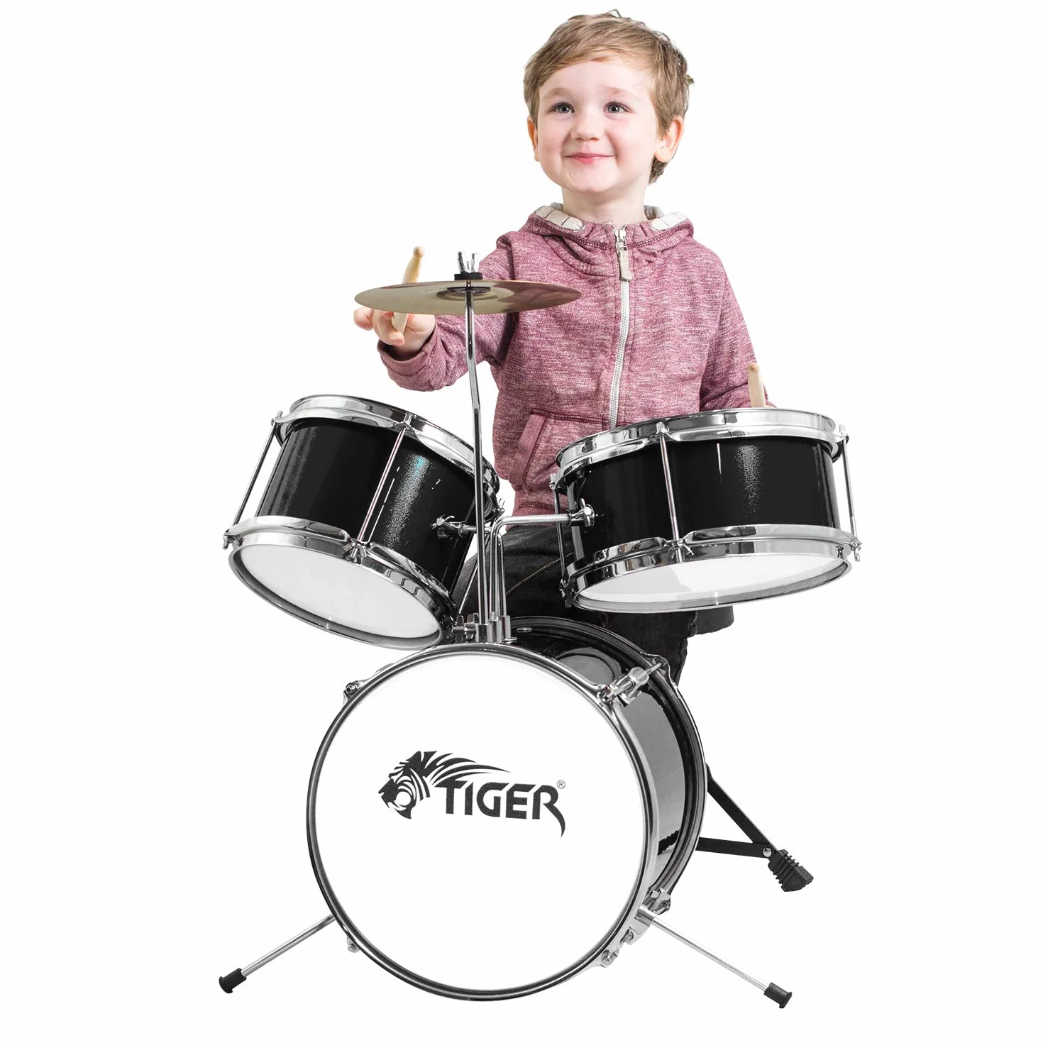 Tiger JDS7-BK - Batería de 3 piezas, color negro