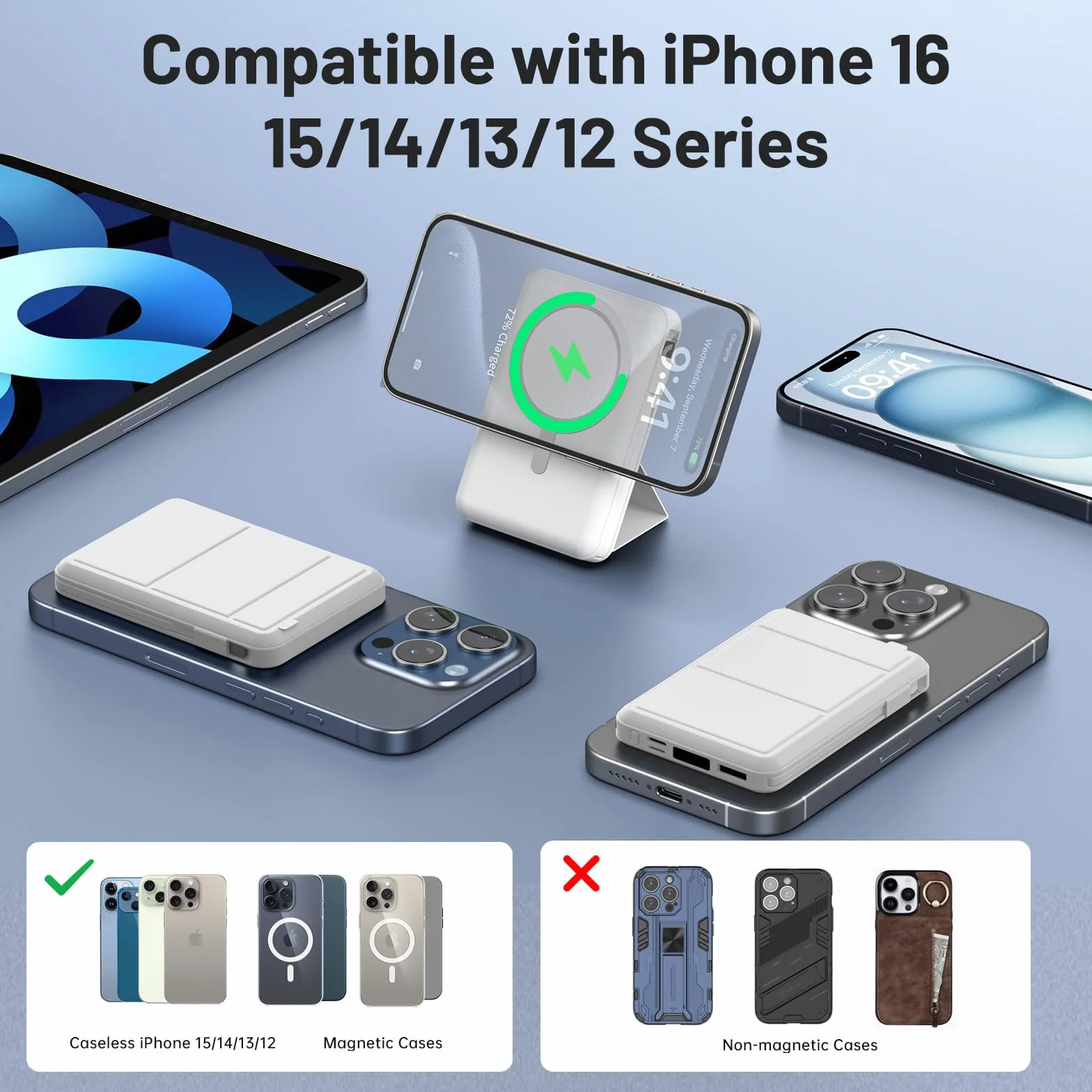 Azmuth Powerbank 10000mAh Magnético Bateria Externa Carga Rapida Inalámbrico con Pantalla LED USB-C para iPhone 17/16/15/14/13/12/Pro/Pro MAX