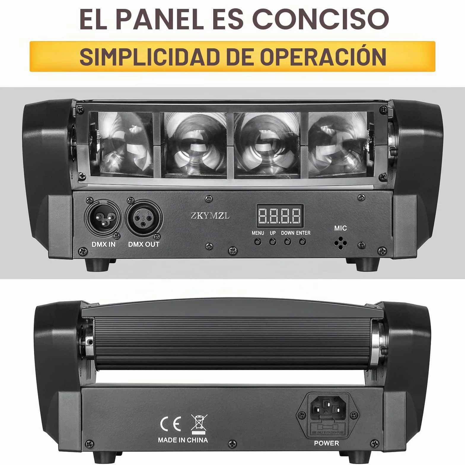 ZKYMZL Spider Moving Head Light LED Beam DJ Lights RGBW Sound Activated and DMX512 Control for Party Pub Disco Show Wedding Event Stage Lighting.