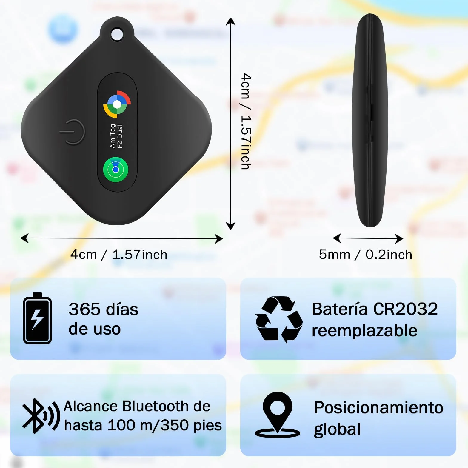 Smart Tag Localizador de Llaves Compatible con iOS Find My App o Android Find Hub App IP67 Resistente al Agua Batería reemplazable CR2032 Bluetooth Tracker Finder para Llaves Bolsos Maletas Cartera