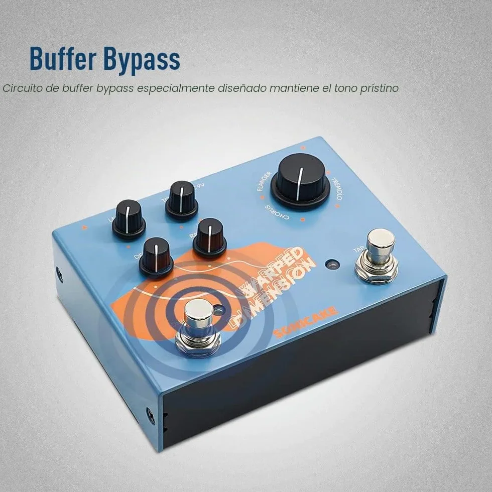 SONICAKE Pedal de efectos de guitarra de modulación 4 modos de Chorus, Flanger, Phaser y Tremolo Digital Warped Dimension