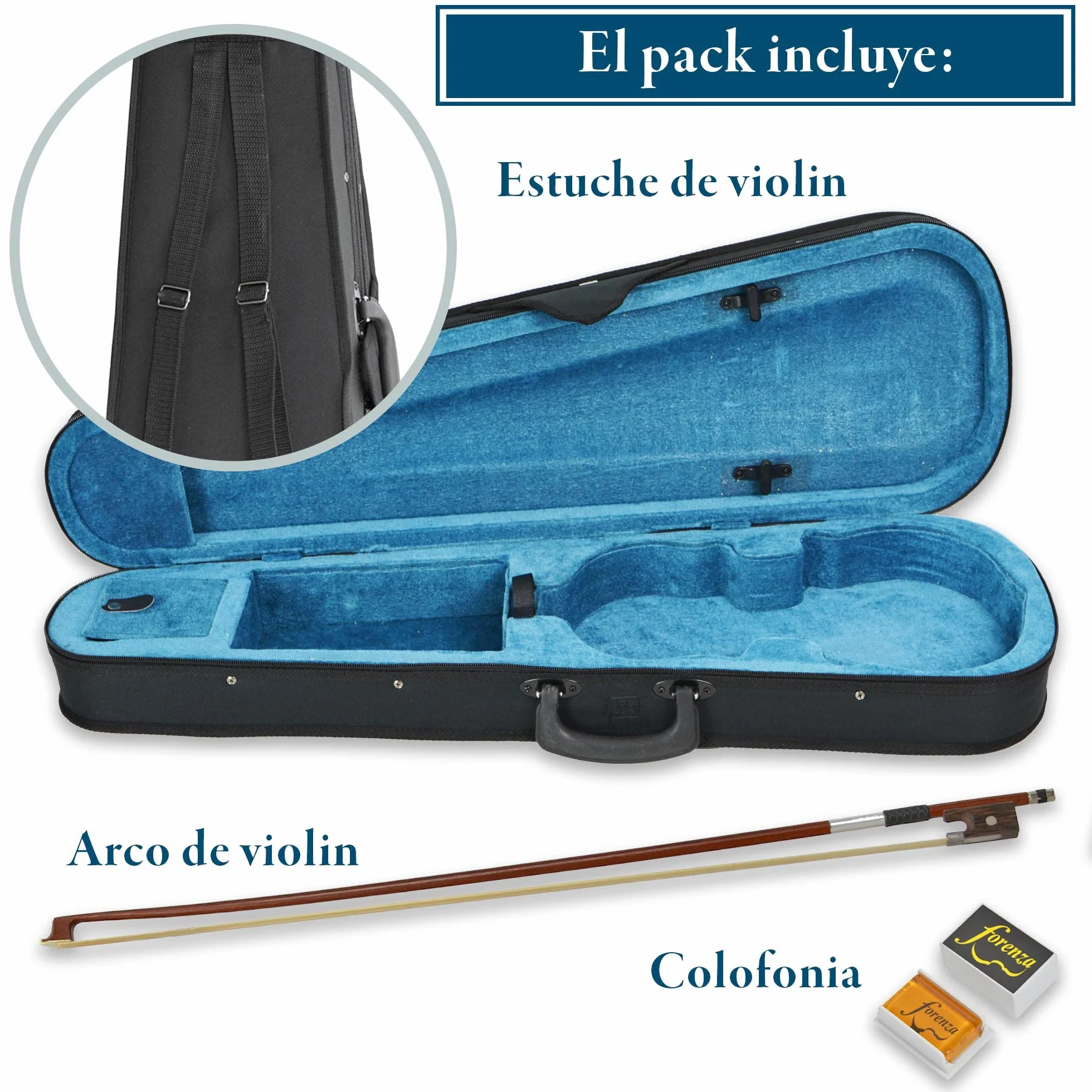 Forenza Uno Serie 4/4 Atuendo De Violín De Tamaño Completo Para Principiante Con Estuche Dura Ligera, Arco De Madera, Colofonia, Cuerdas De Núcleo De Acero
