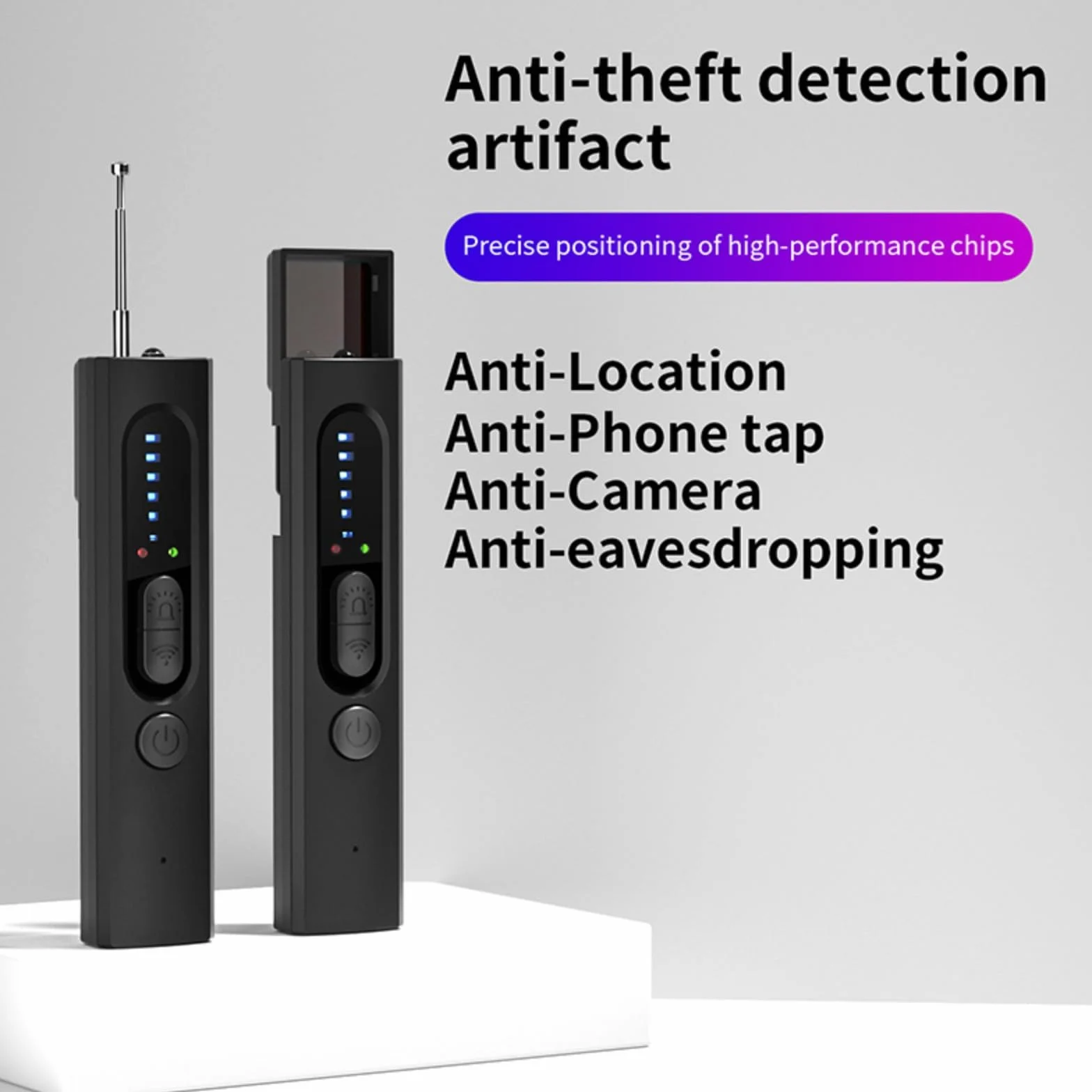 Detector de Camaras y Microfonos Ocultos, Detector de Dispositivos Ocultos Inalámbrico, Detectores de Cámara Oculta, GPS y Señales RF con 6 Niveles de Sensibilidad para Hotel, Hogar, Oficina y Viajes