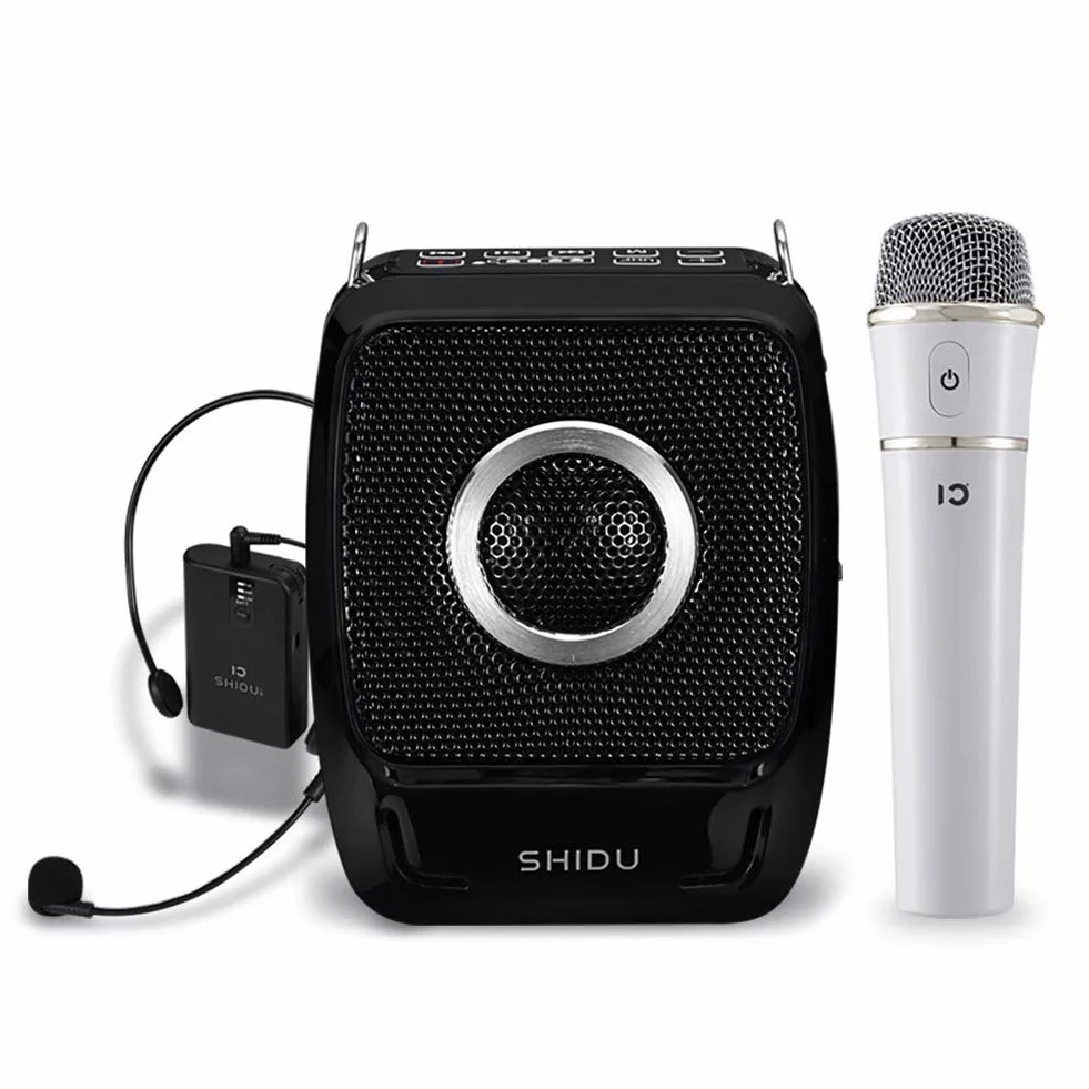 Amplificador de Voz Portatil inalámbrica Bluetooth SHIDU 25W Sistema de megafonía de batería Recargable amplificadores Voz con micrófonos Mini Altavoz con micrófono para Profesores, guías turísticos