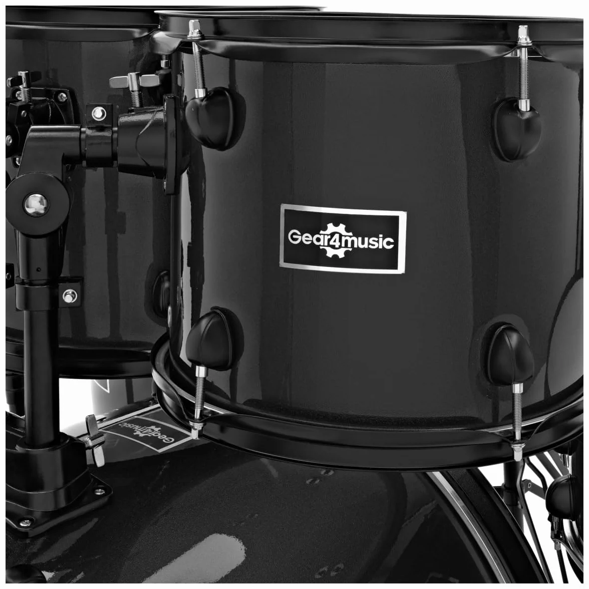 Gear4music BDK-1 Kit de Batería Compacta Completa para Principiantes - Batería Acústica de 5 Piezas, Platillos, Pedal de Bombo, Sillín y Baquetas - Negro