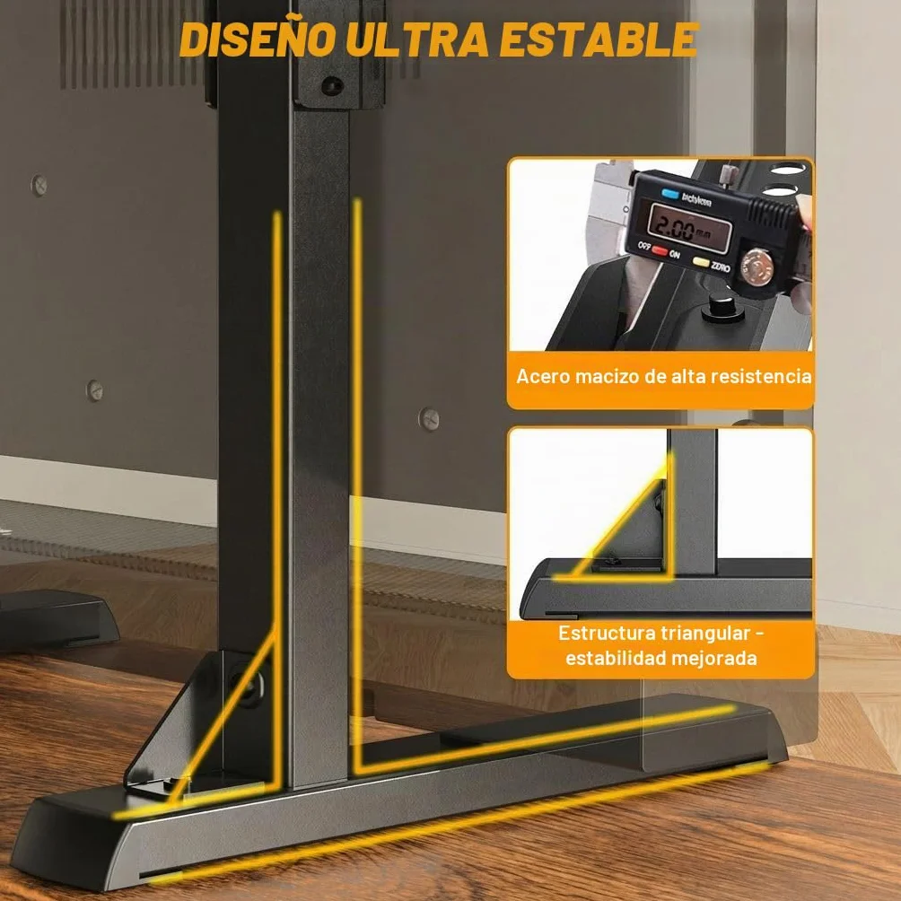 TVON Soporte de TV de Mesa con Patas de TV Ajustables en Altura, Base de Soporte de TV con Gestión de Cables para TV de 37 a 86 Pulgadas, Patas de Acero Soportan hasta 68 KG, VESA Máx 800x600mm