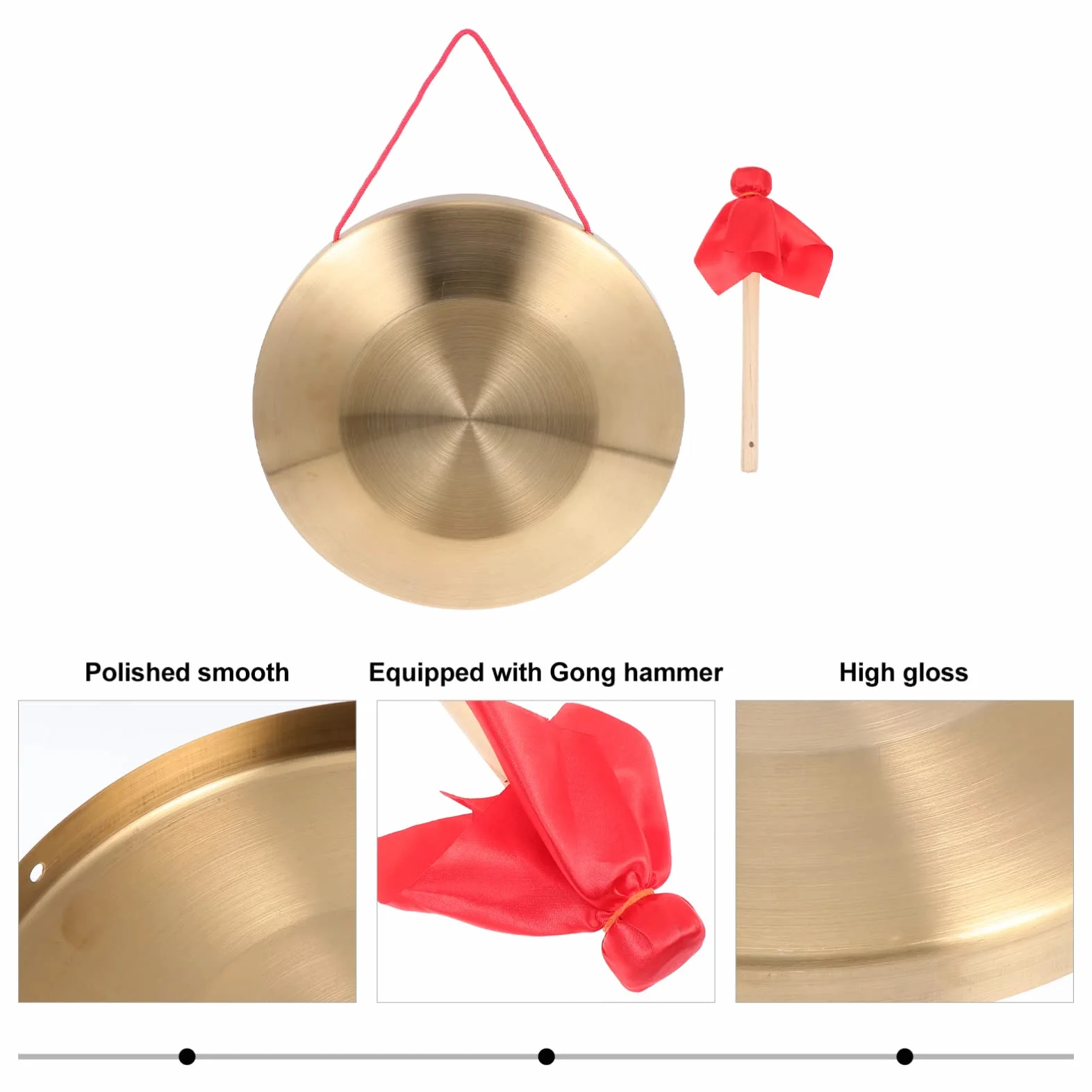 Generic - Gong con de 32 cm, diseño tradicional Tam Tam Gong tradicional chino Percussion Instrument Cobre Decorativo Chau Gong para el hogar o la oficina