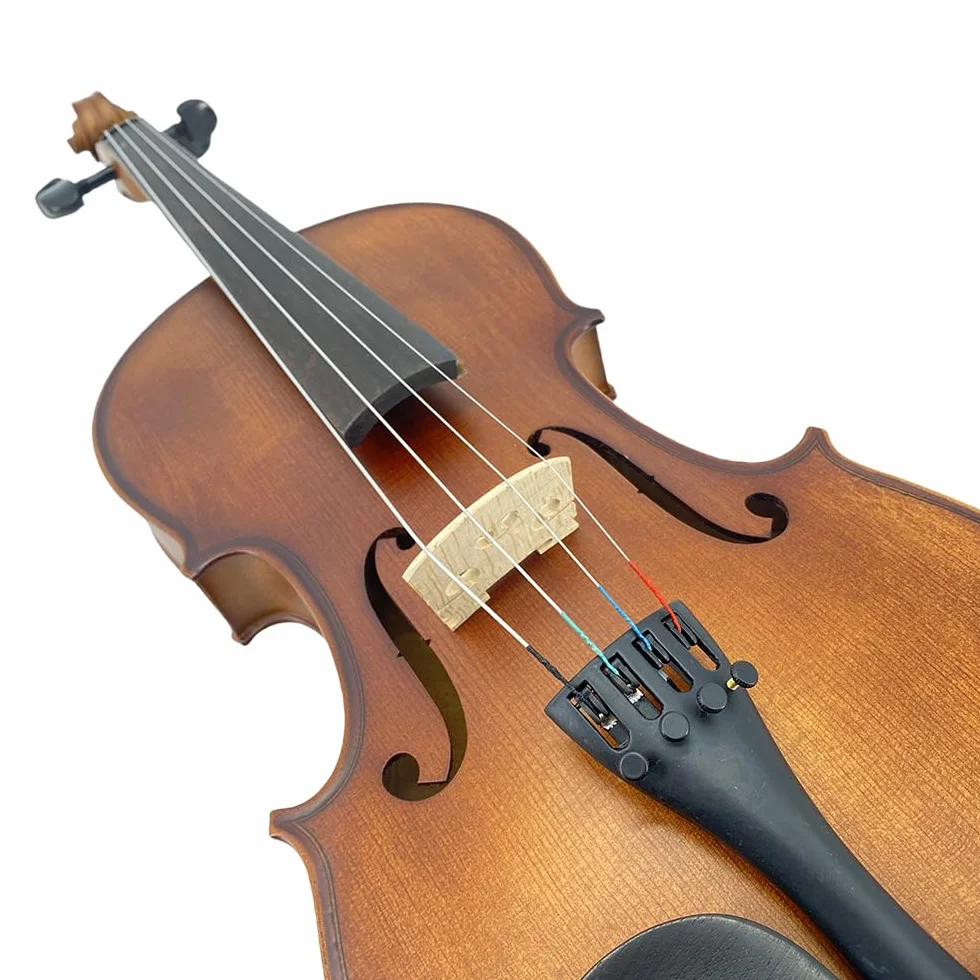 Yinfente Viola acústica de 4 cuerdas de 15 pulgadas, tamaño completo para estudiantes, principiantes, instrumento de viola completo hecho a mano profesional con funda, arco de Brasil, paño de limpieza
