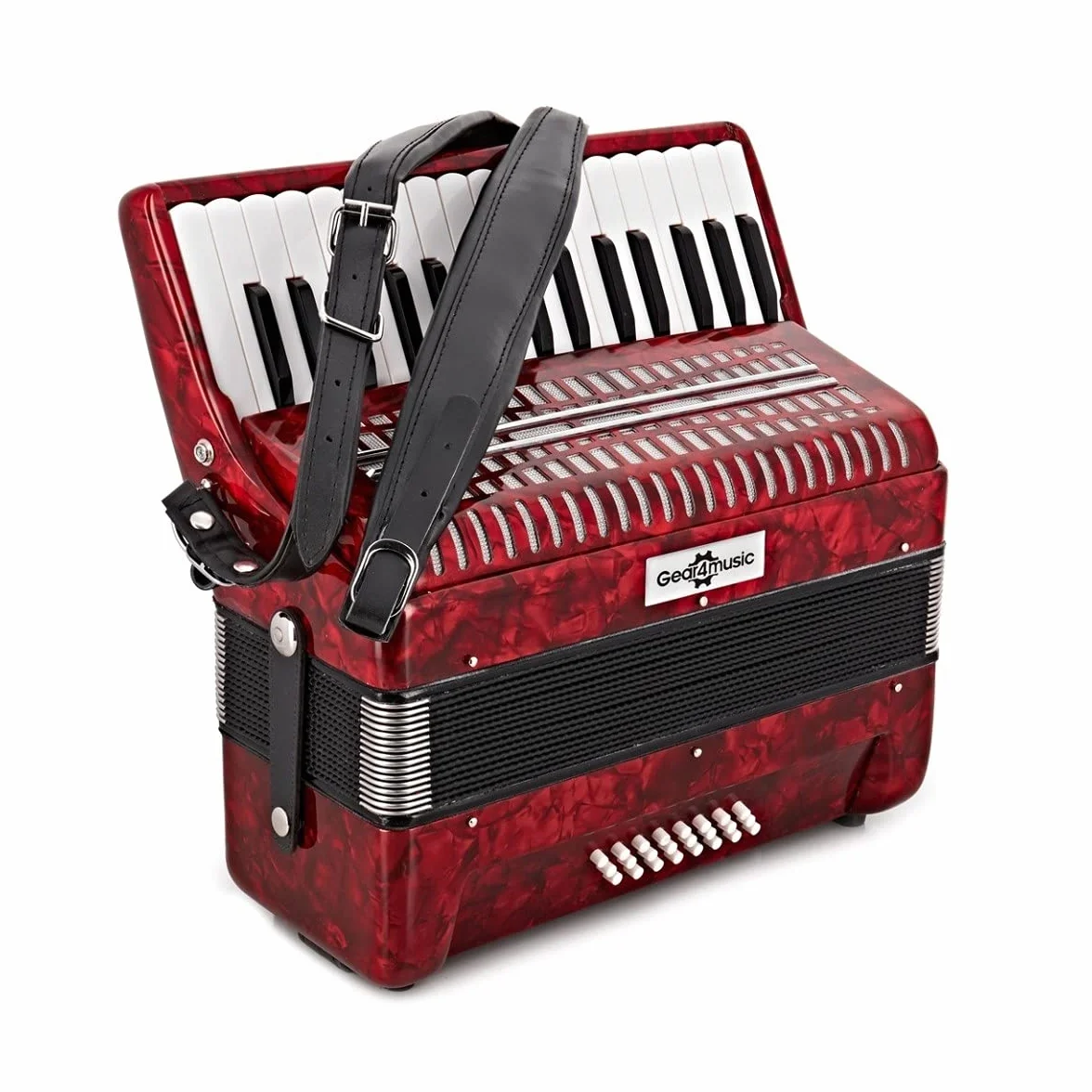 Acordeón de piano con funda de transporte y correas para el hombro