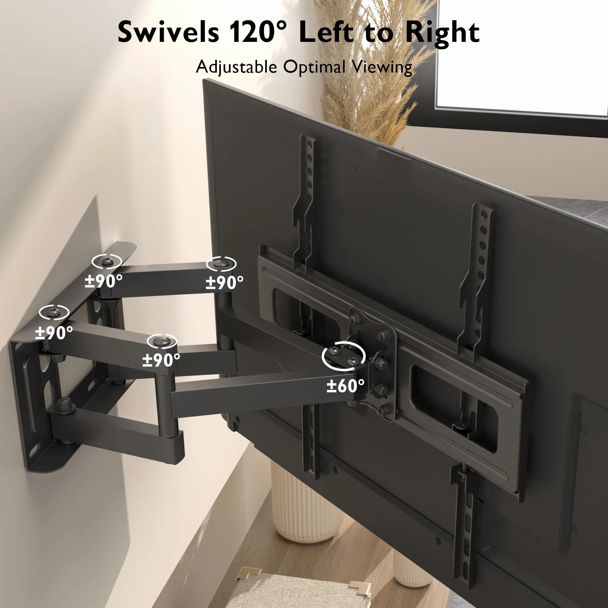 BONTEC Soporte TV Pared 23-70 Pulgadas Inclinable Giratorio Doble Brazo Movimiento Completo 45 kg VESA 400x400mm