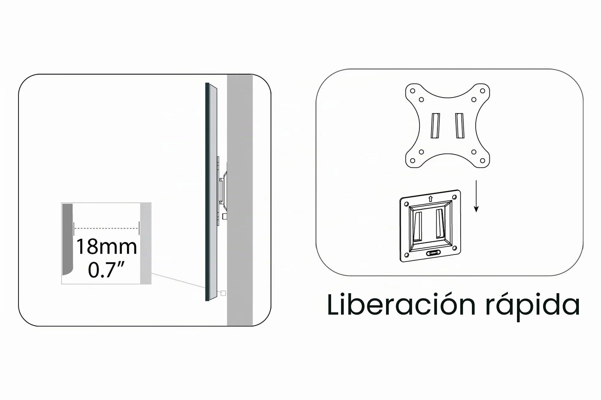 DIGITUS soporte de pared para monitor LCD/LED 32" 81cm 18kg VESA 75x75 100x100