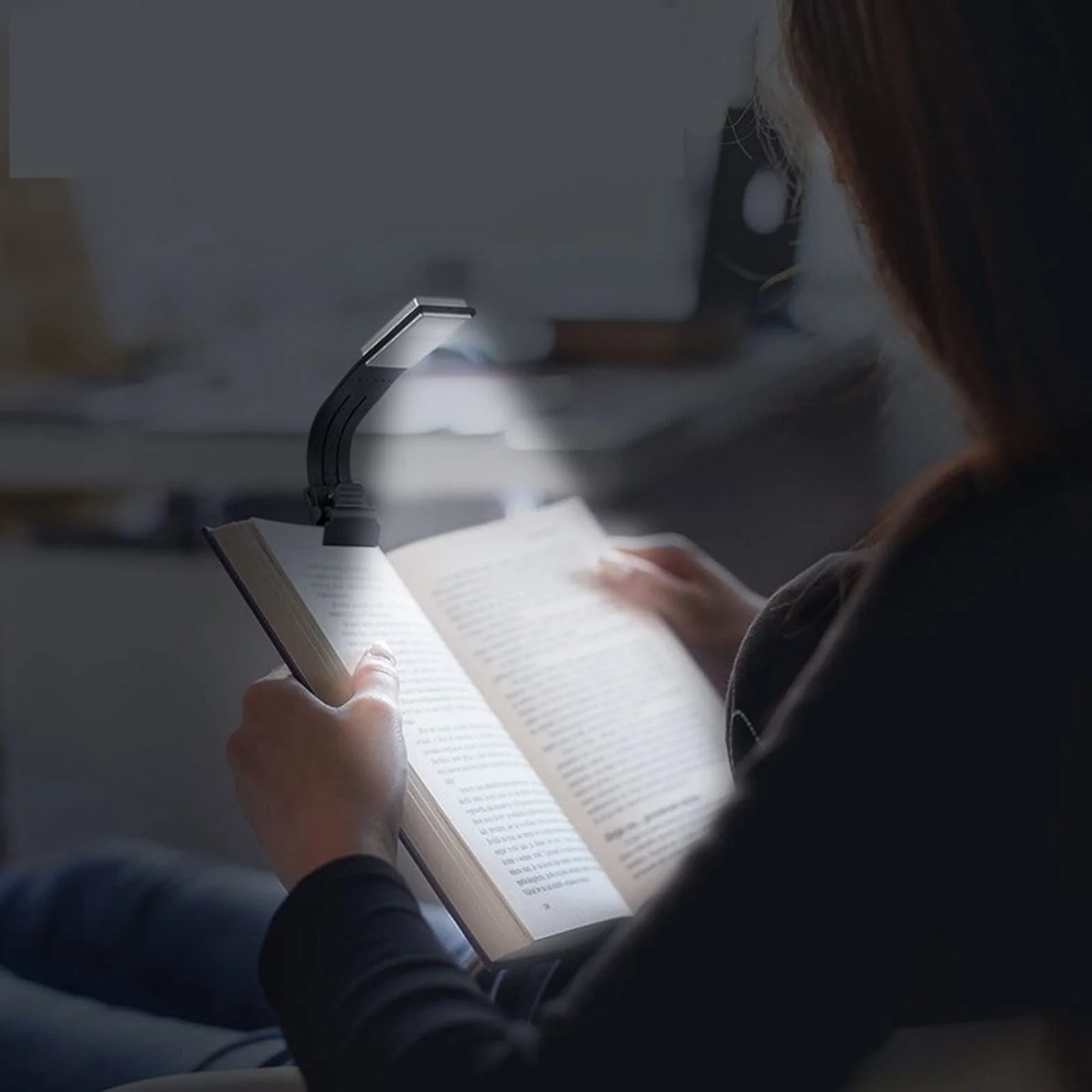 Lampara Libro Luz de Libro de Lectura LED portátil con lámpara Recargable USB de Clip Flexible Desmontable para lectores de Libros electrónicos Kindle