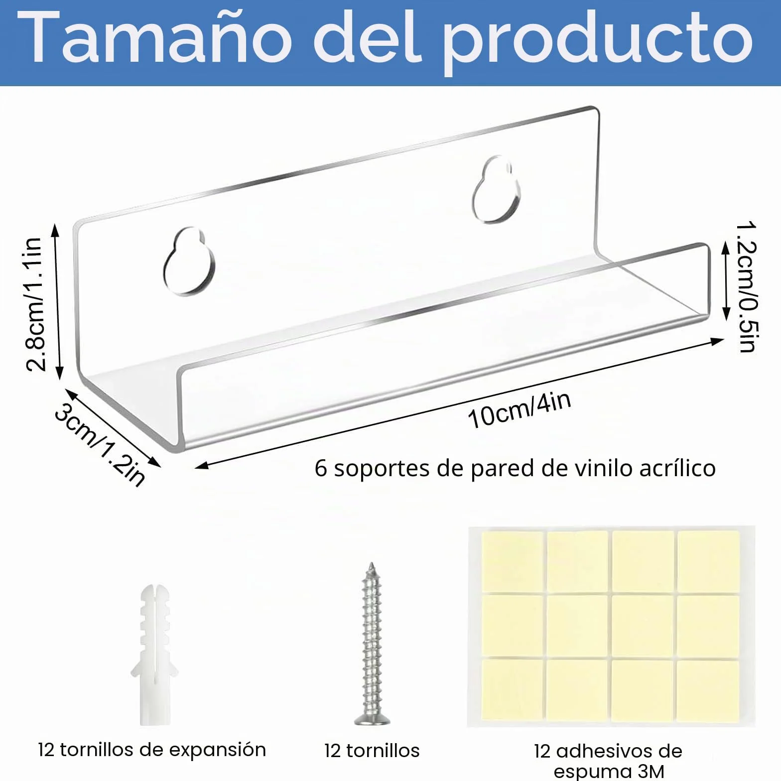 6 Piezas Soporte Vinilos Pared, 4" Transparente Soporte De Pared para Discos De Vinilo para Colecciones CDS, Estante de Acrílico para Discos